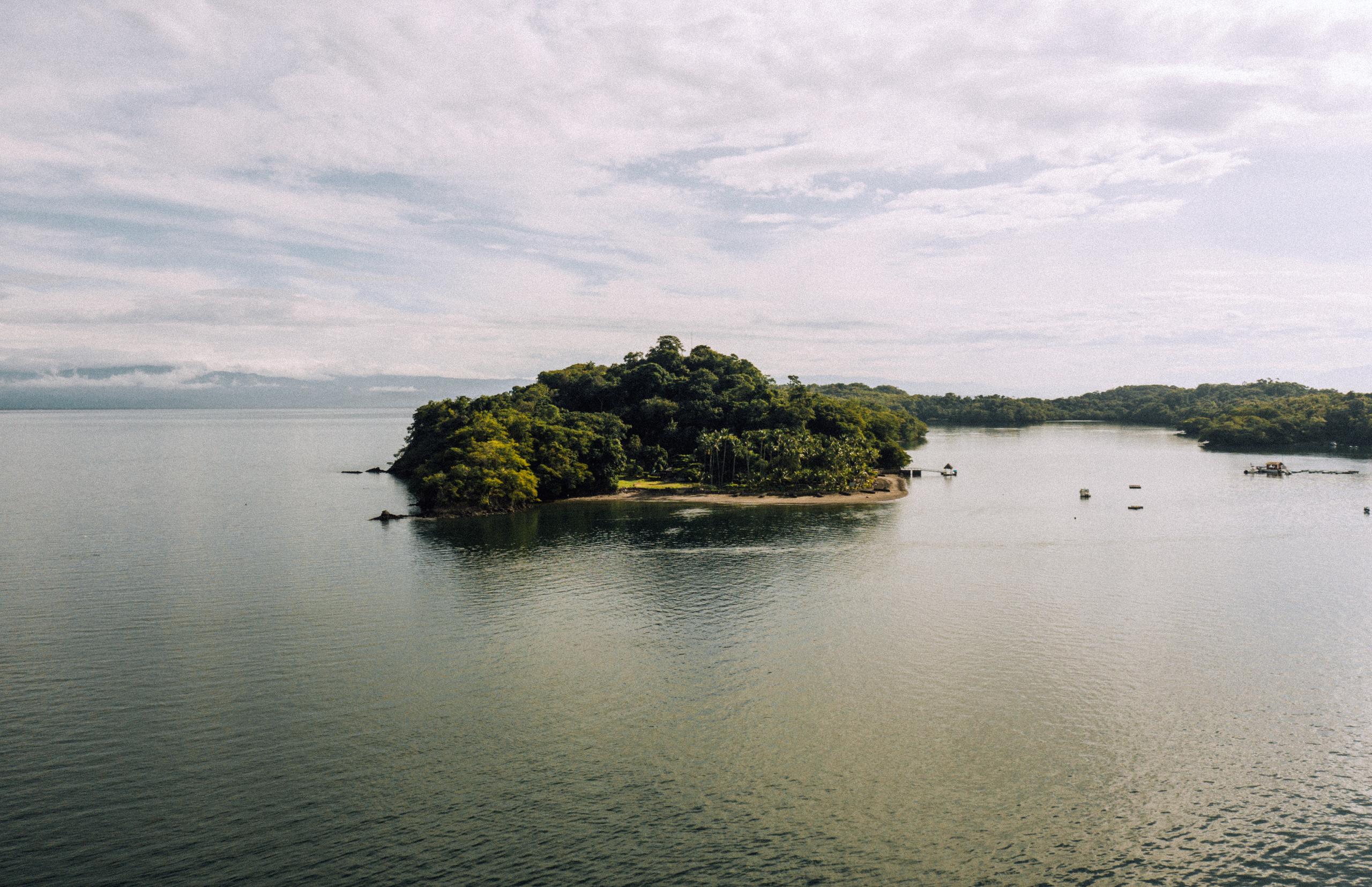 Aerial of island in Costa Rica
