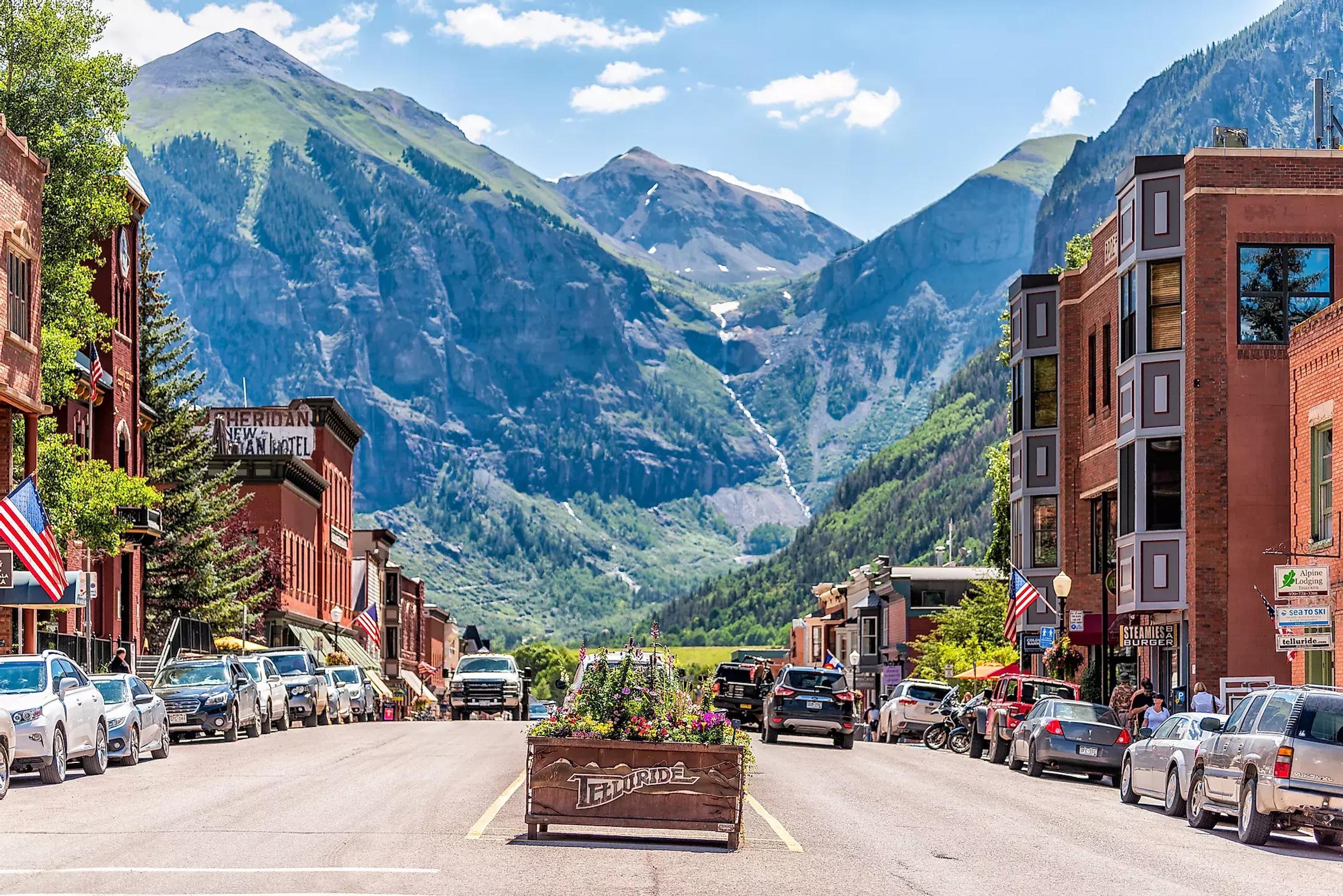 Downtown Telluride with Mountains in the background