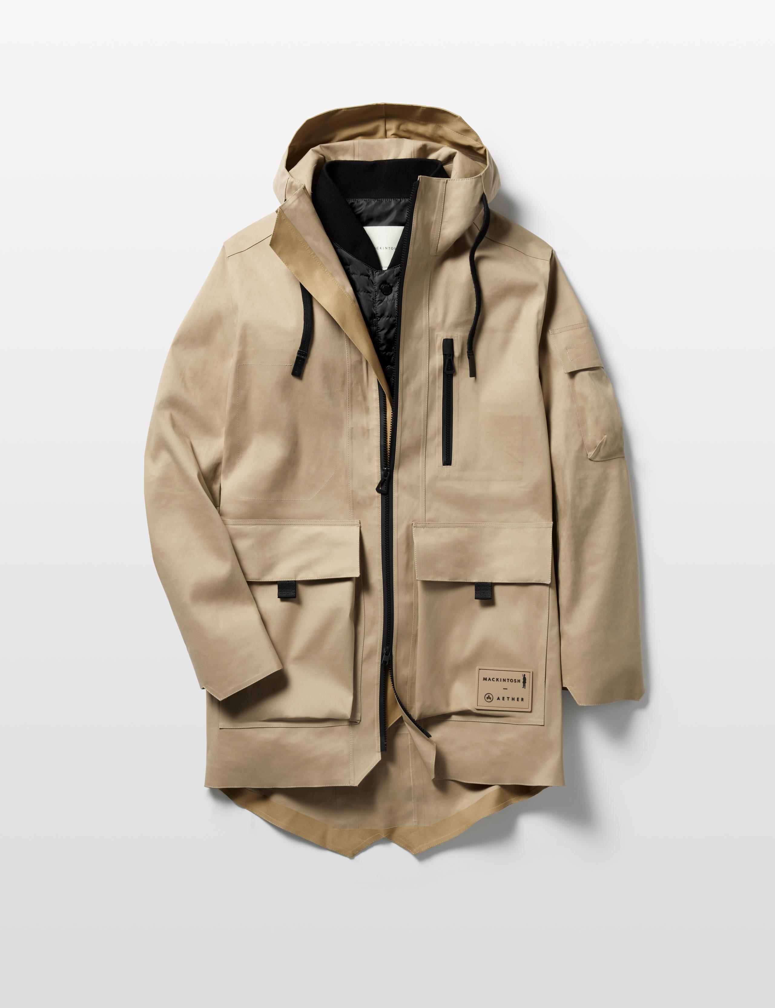 The AETHER+Mackintosh Field Parka in Fawn.