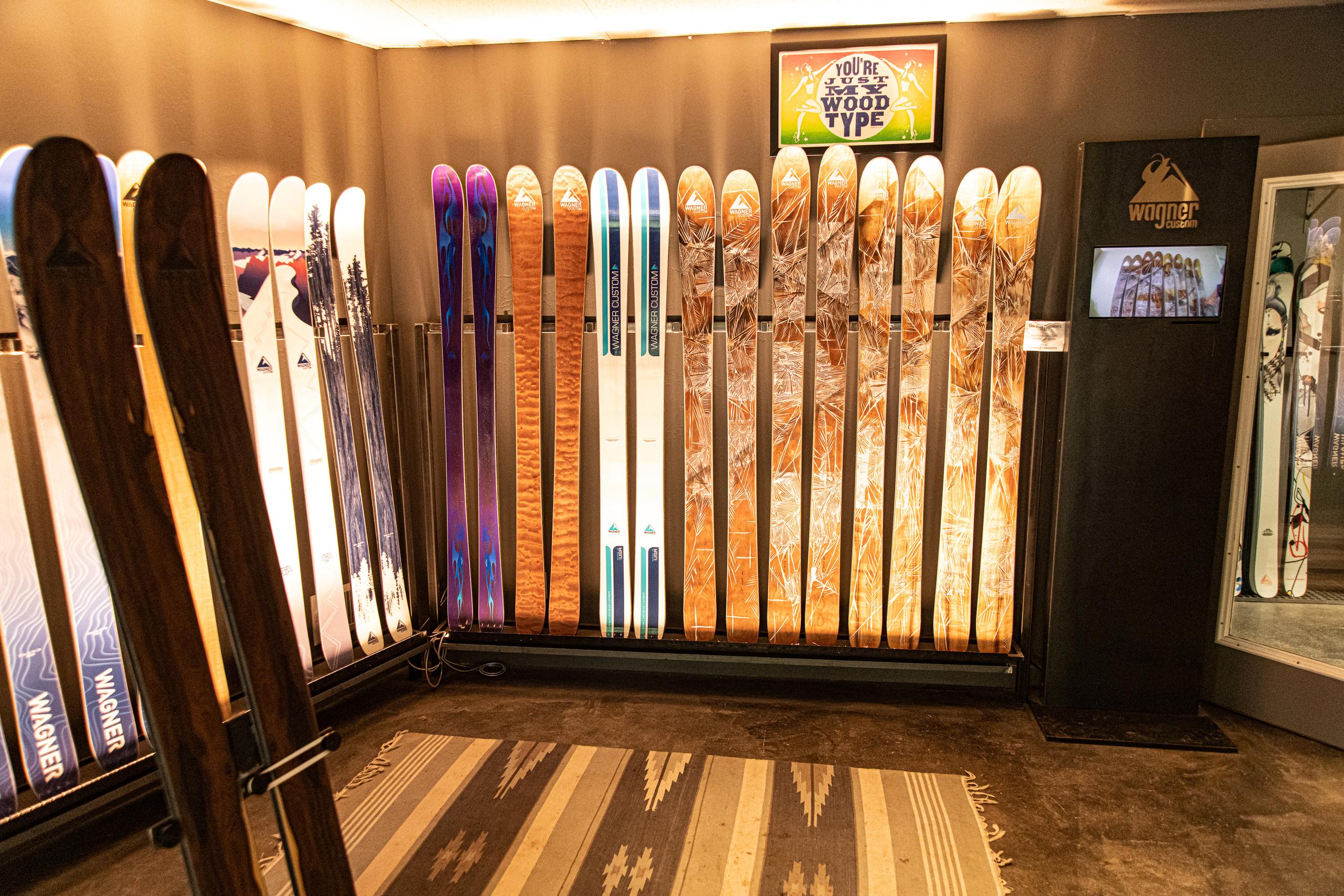 Interior wall of skis at Wagner Custom Skis