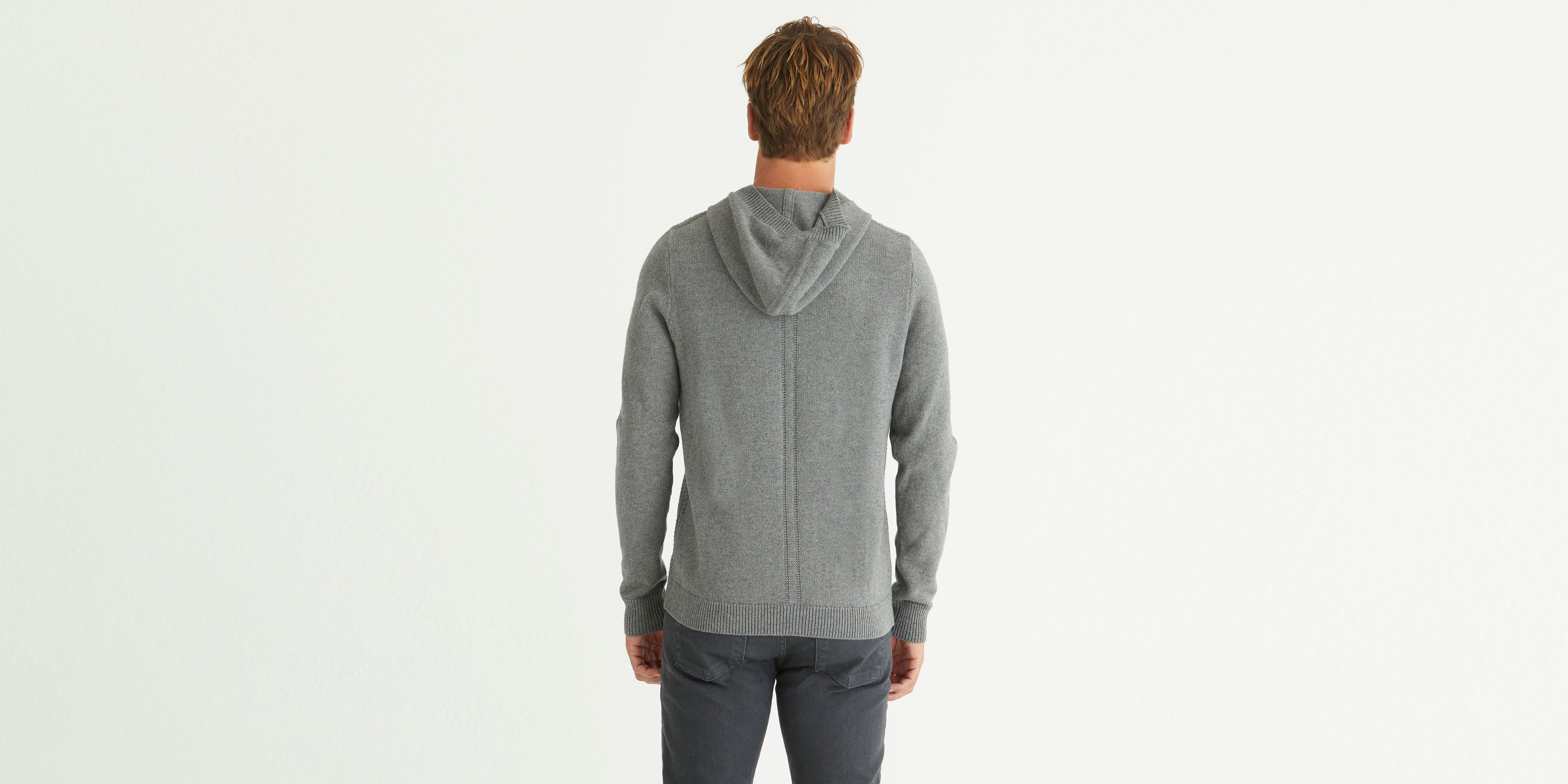 AETHER Men's Grey shops Textured Knitted Hooded Pullover Long Sleeve Sweater Size S