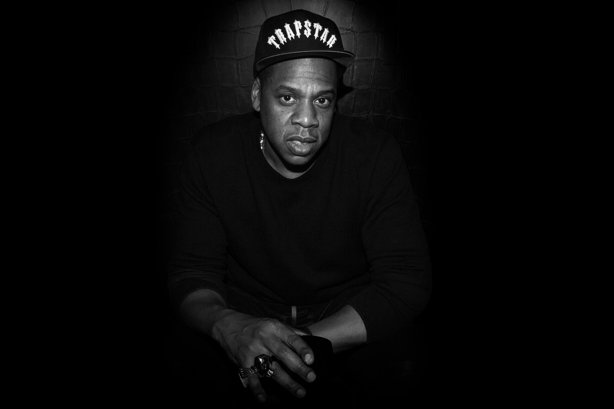 Portrait of Jay-Z in all black background