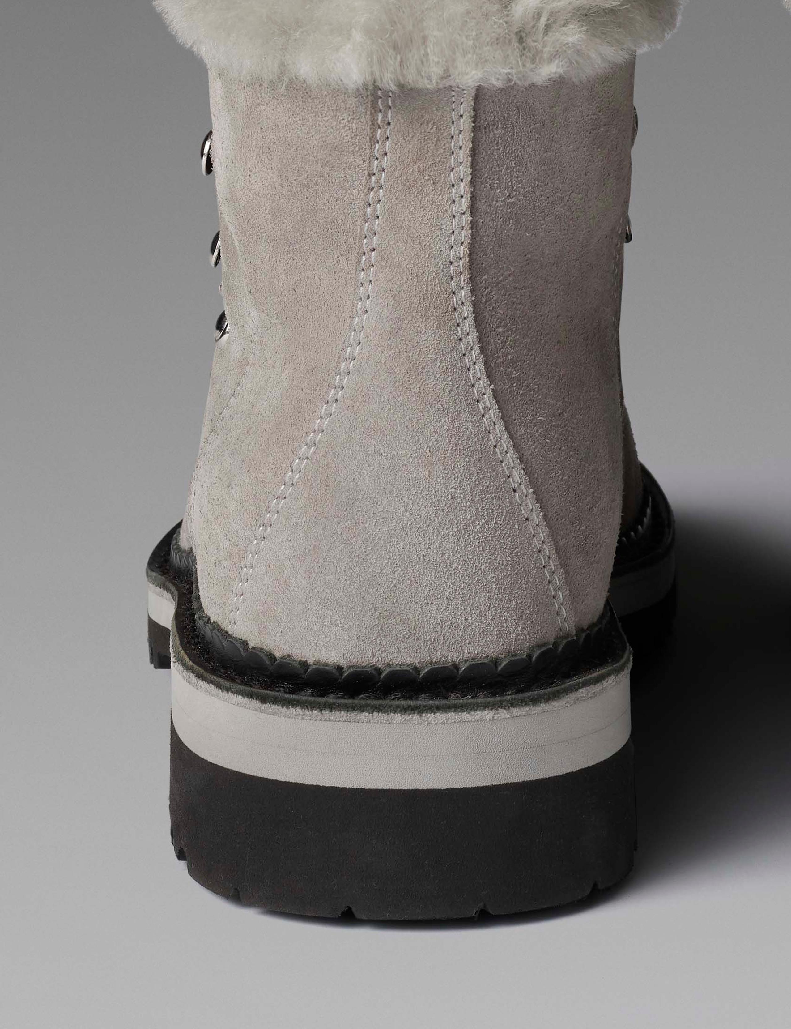 W Dolomite Boot with Shearling Trim - Light Grey
