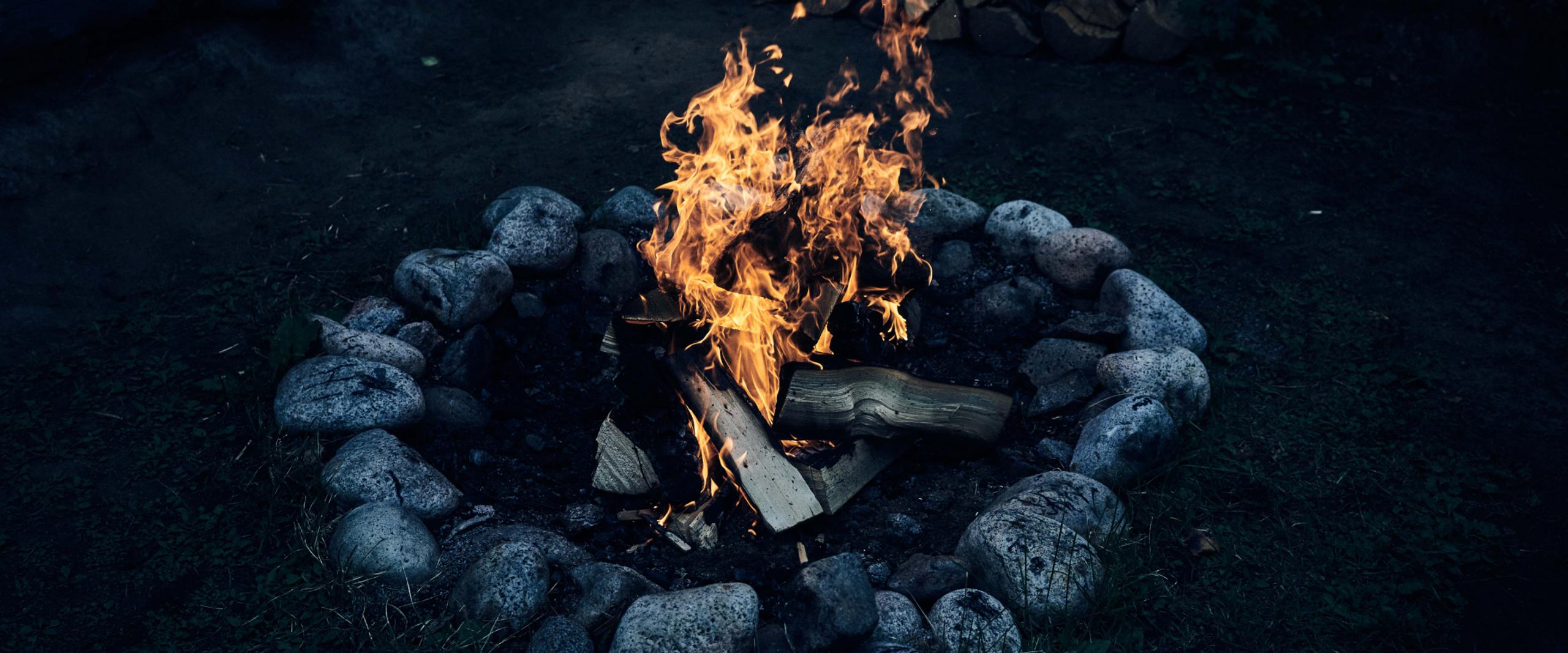 Open campfire burning