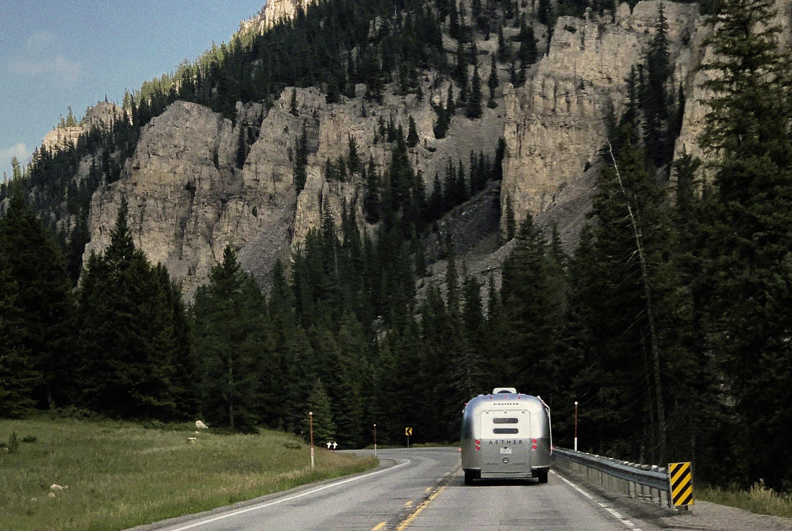 Aether Apparel airstream on the road