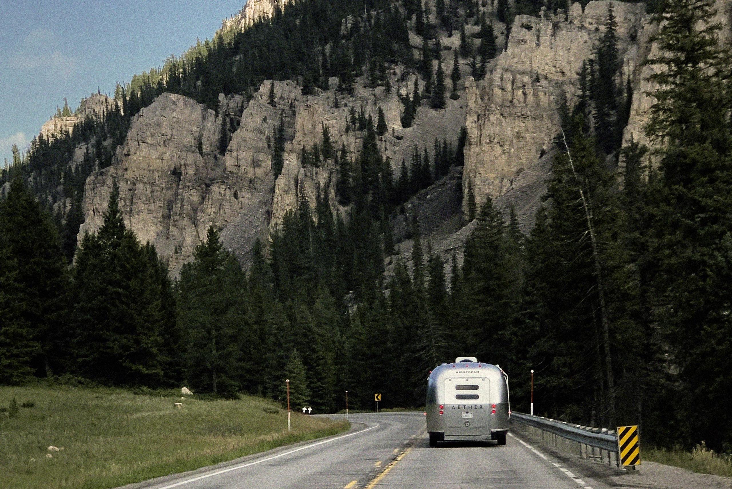 Aether Apparel airstream on the road
