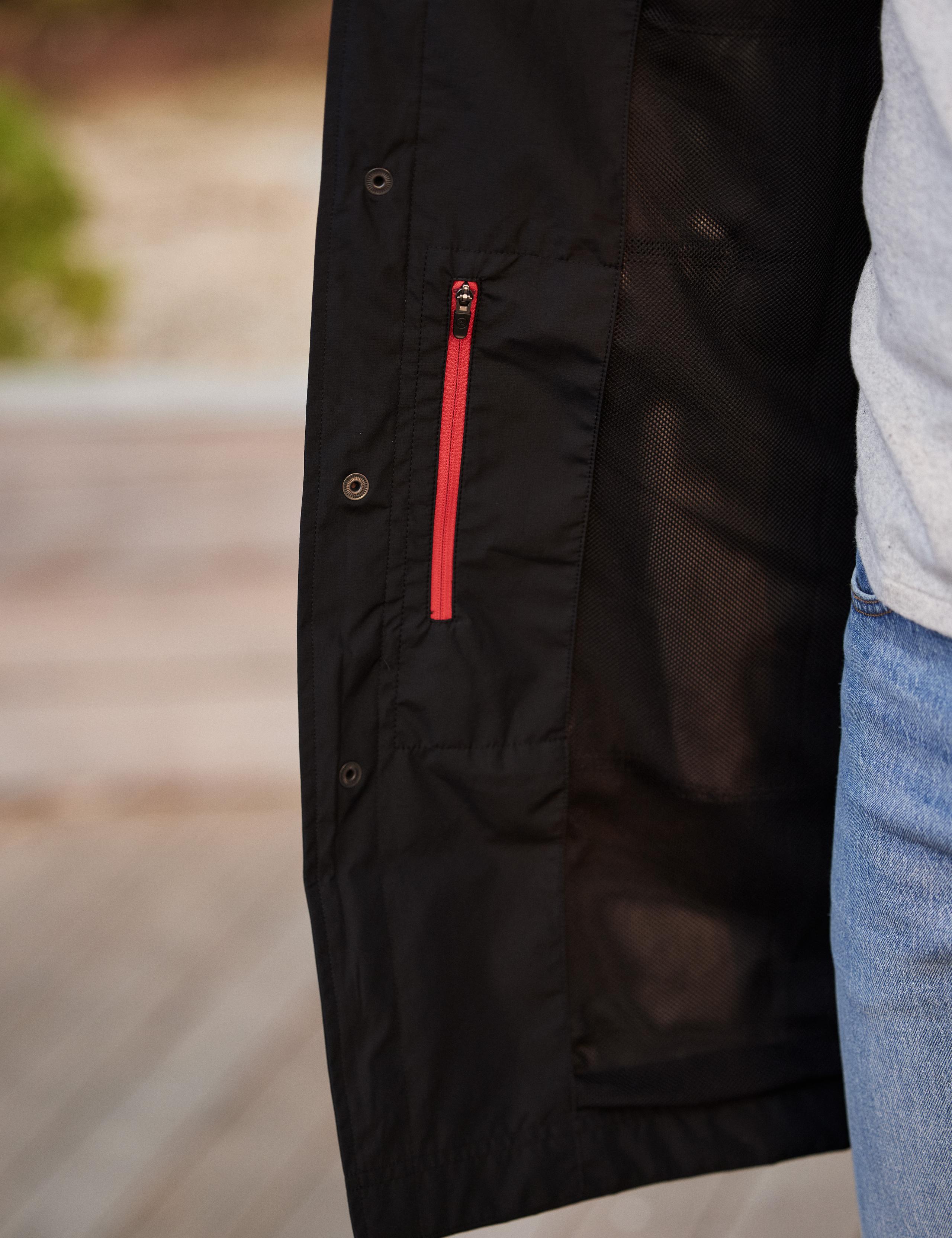 Man wearing Tower Gore-Tex Raincoat showing inside pocket