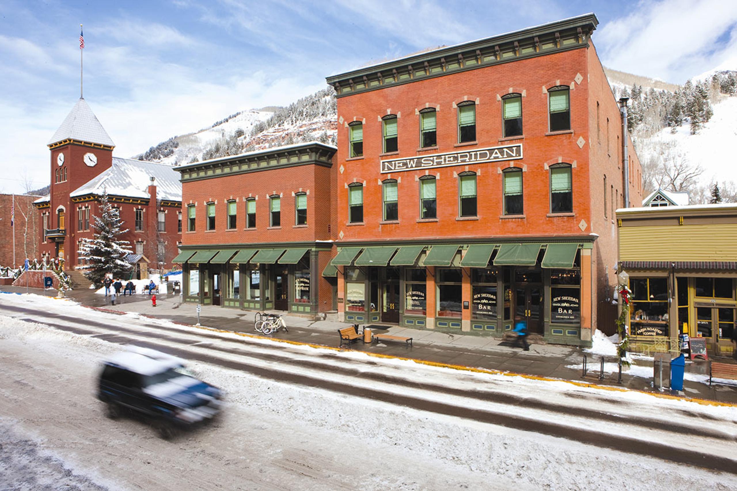 New Sheridan Historic Bar in Telluride with mountain back drop