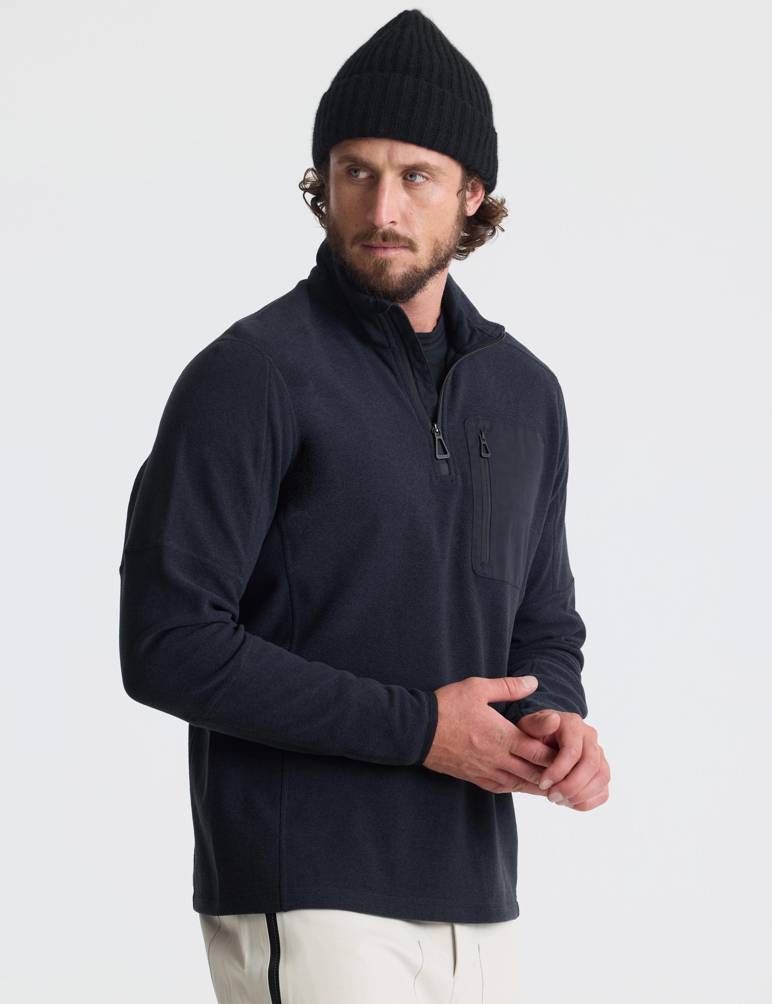 Man wearing Sutherlin Half-Zip  in Onyx Black
