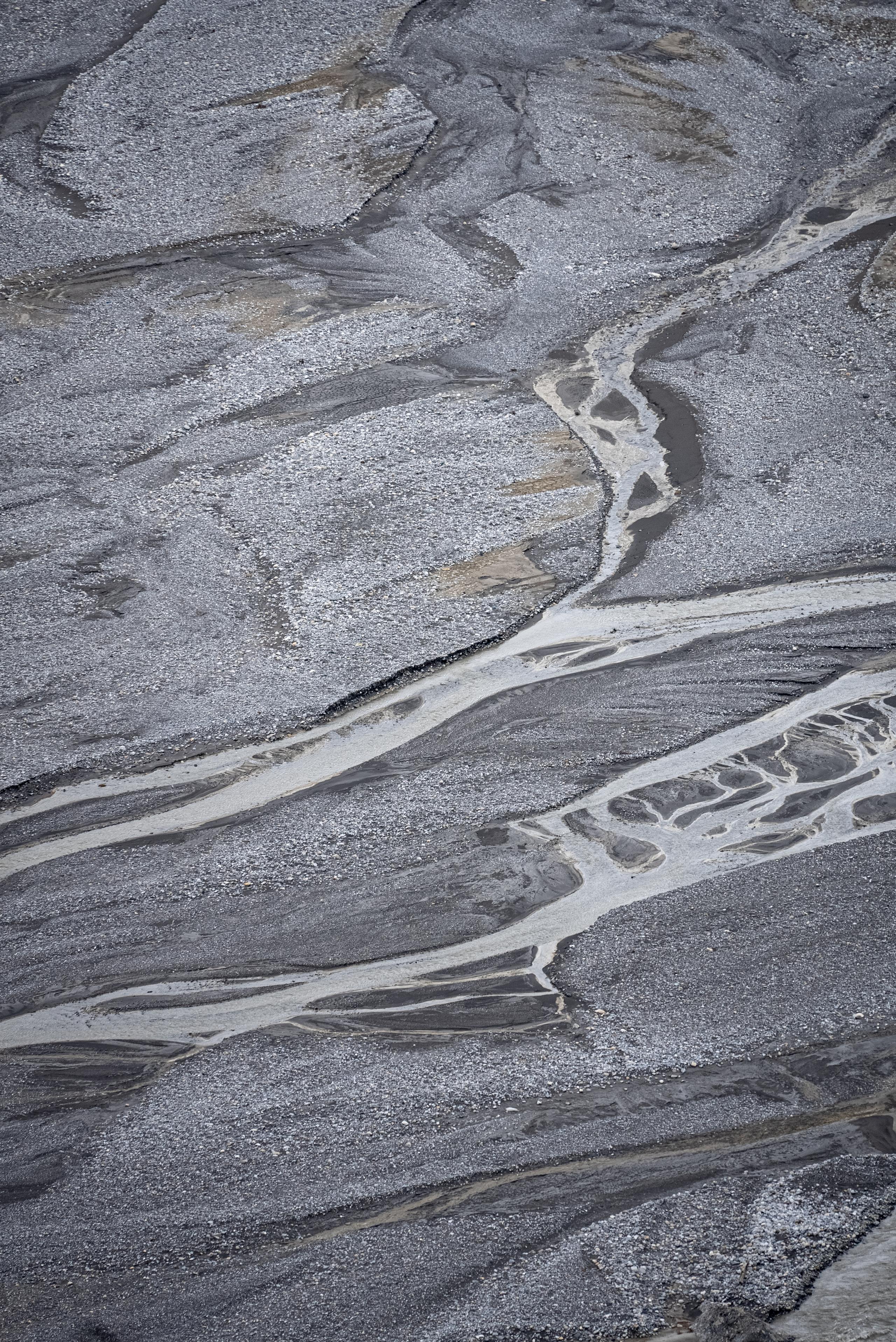 Textured detail of braided river in Nepal