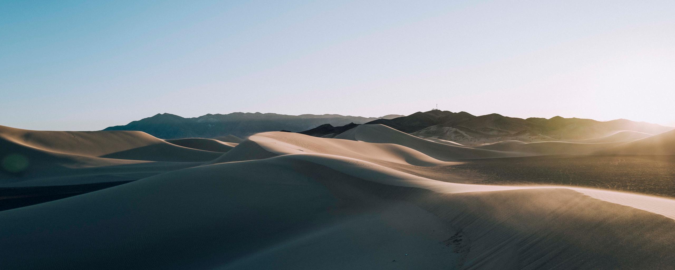 Landscape of sand dunes during golder hour