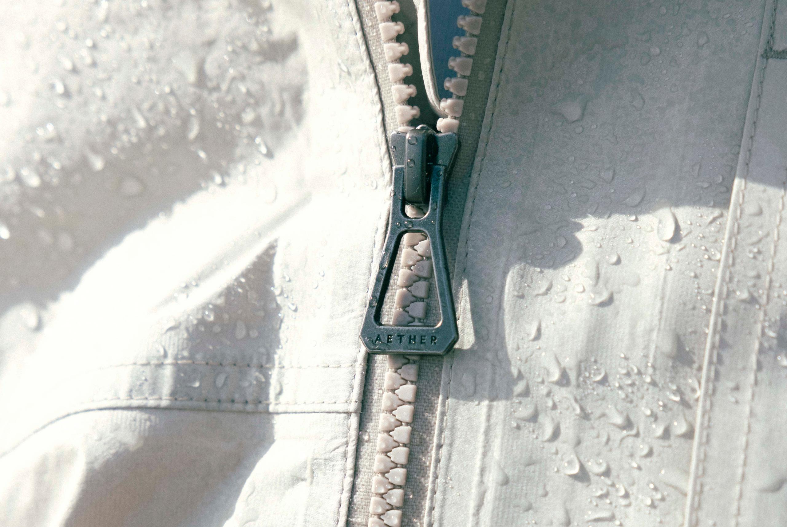 Close-up shot of the M Storm All-Weather Jacket exposed to water.