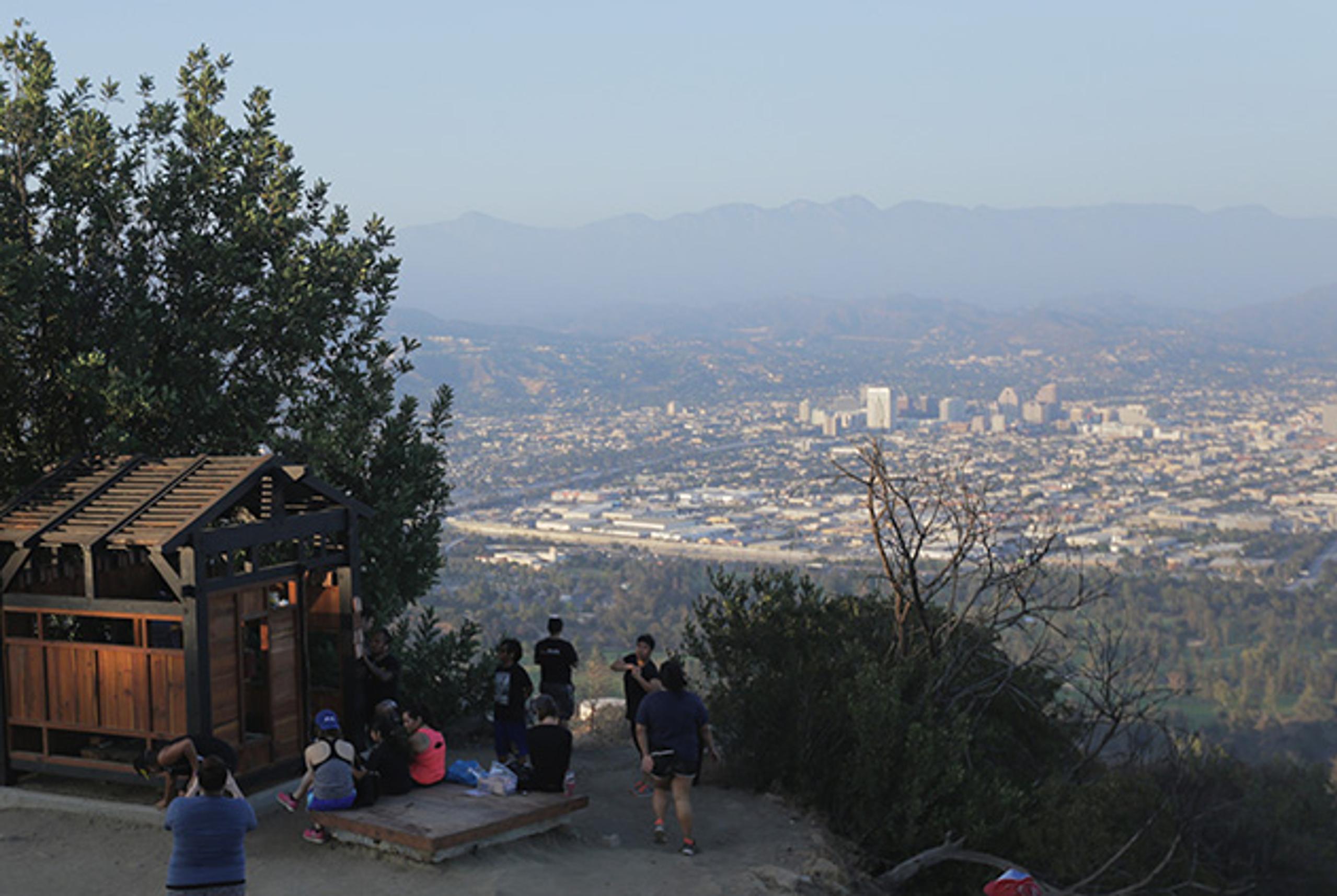 people gathered around the Griffith Park Tea House