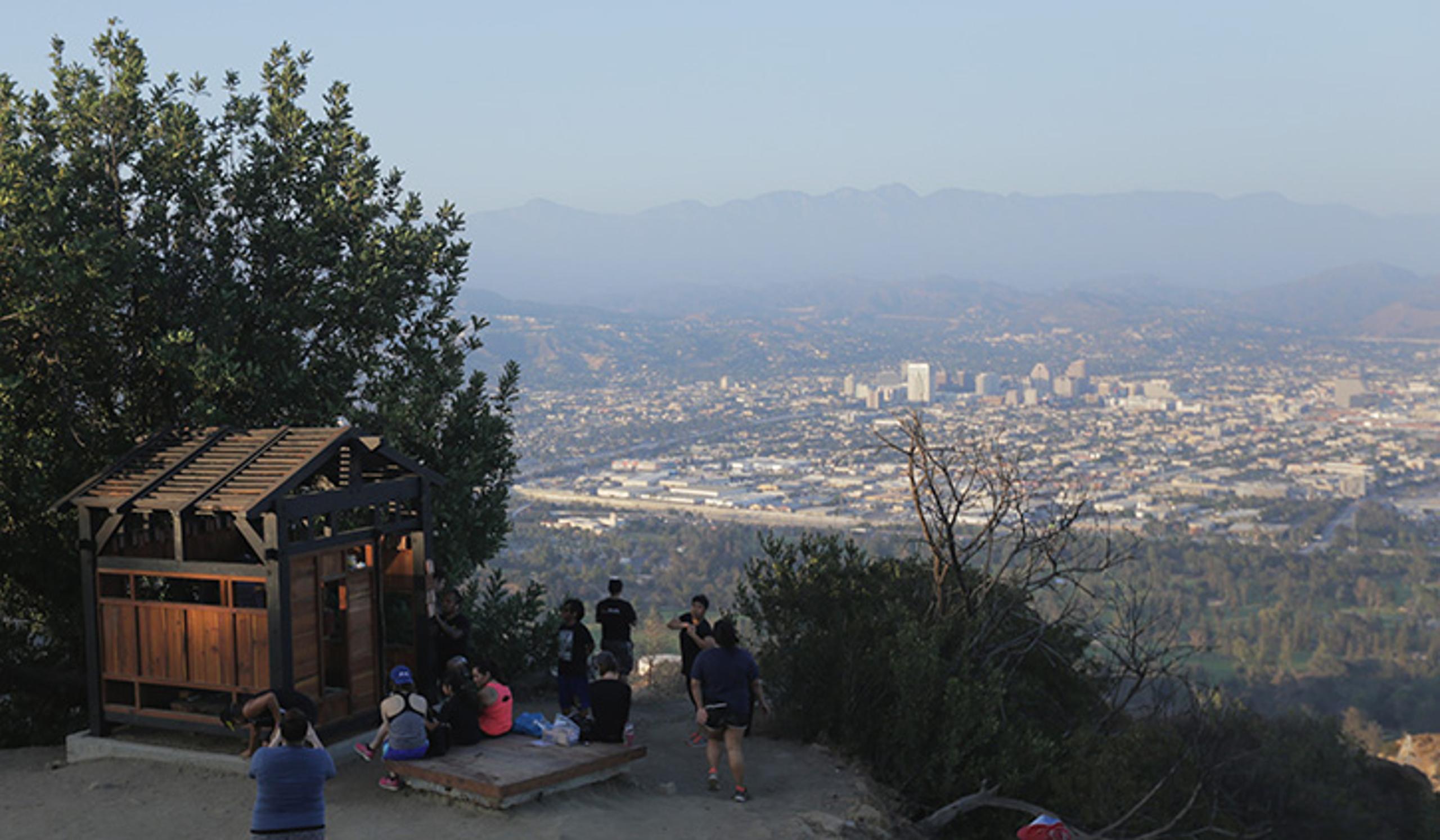 people gathered around the Griffith Park Tea House