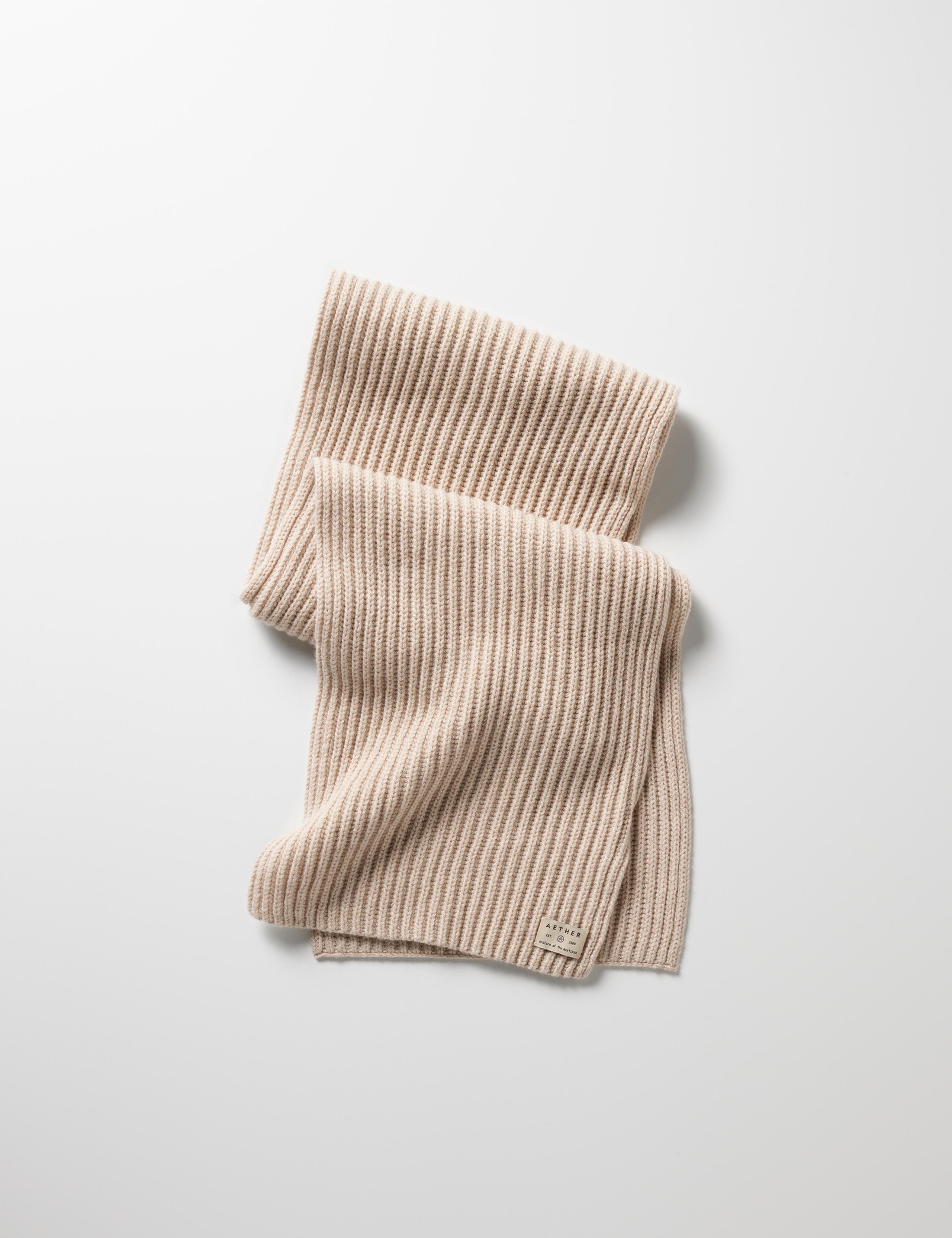 Lay-down shot of Ribbed Cashmere Scarf