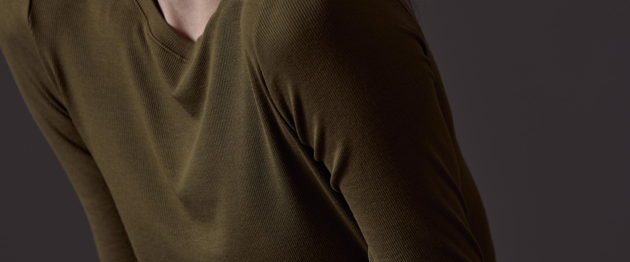 Closeup chest detail of Legacy Long-Sleeve Crew