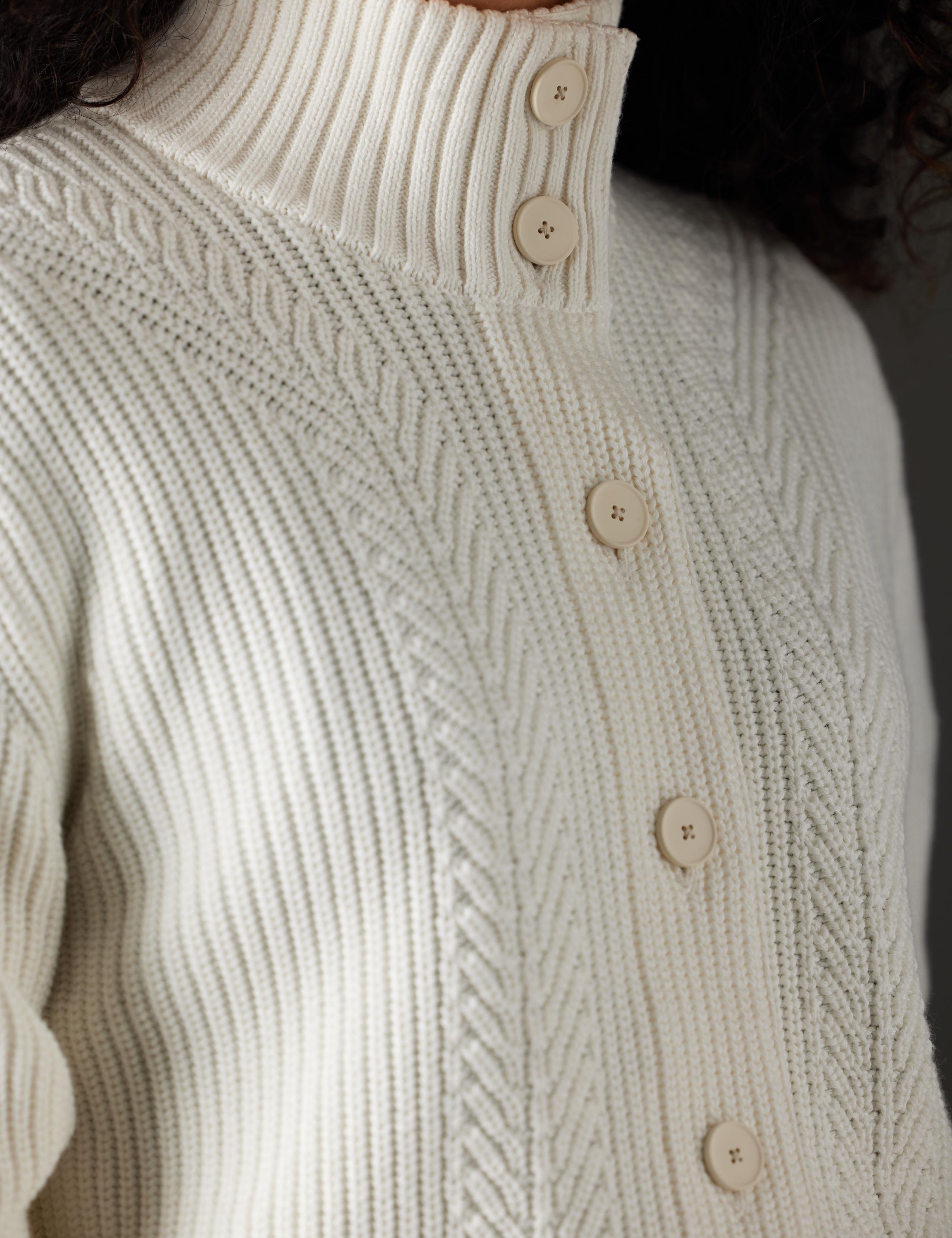 Closeup detail of sweater front