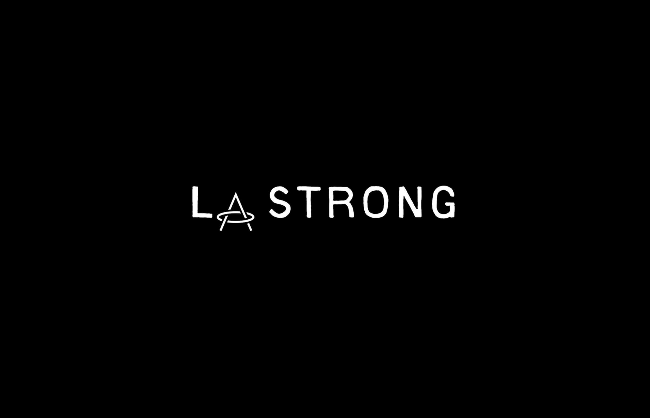 Graphic that says LA Strong with AETHER logo in place of the letter A