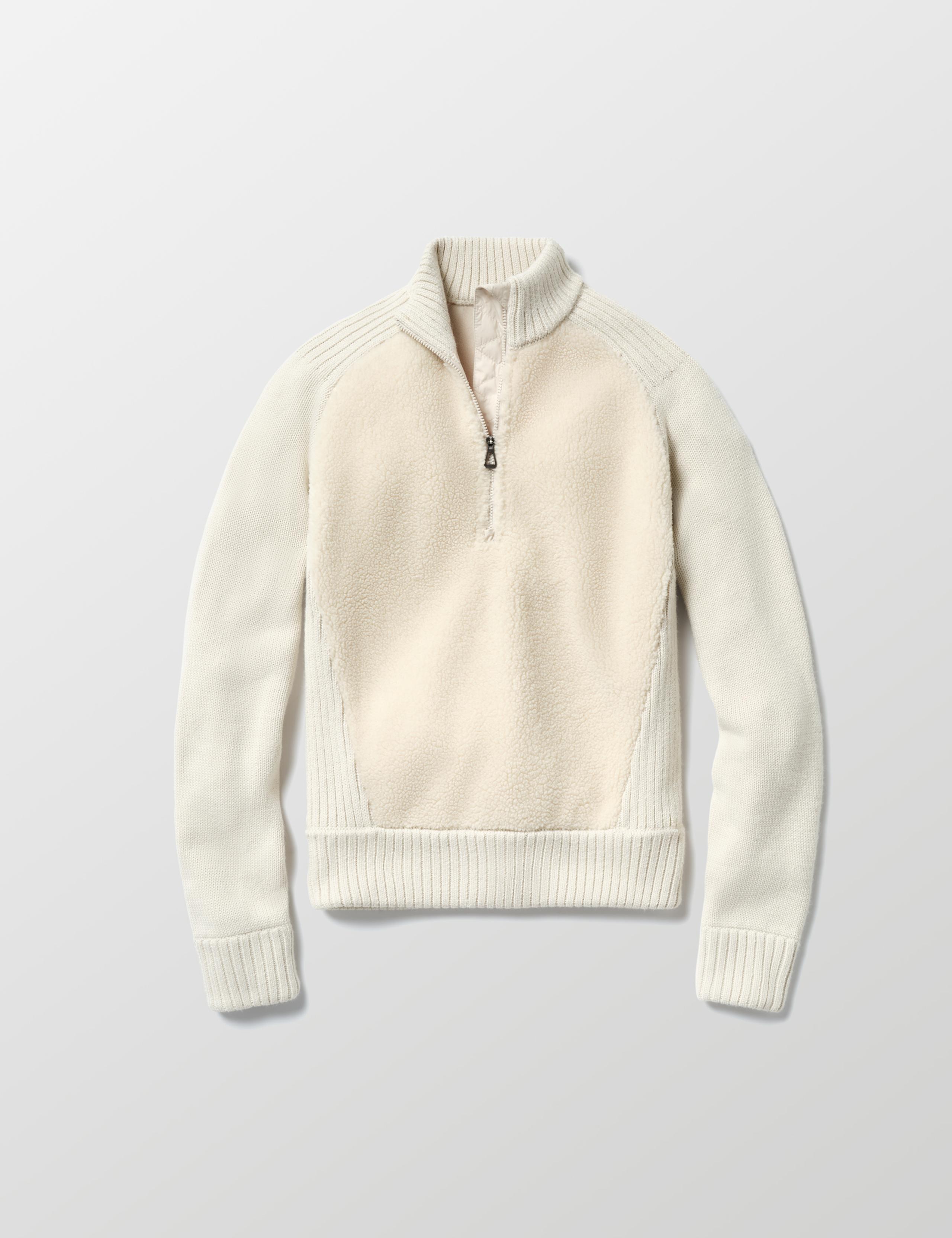 Studio laydown of Malina Half-Zip Sweater in Bone