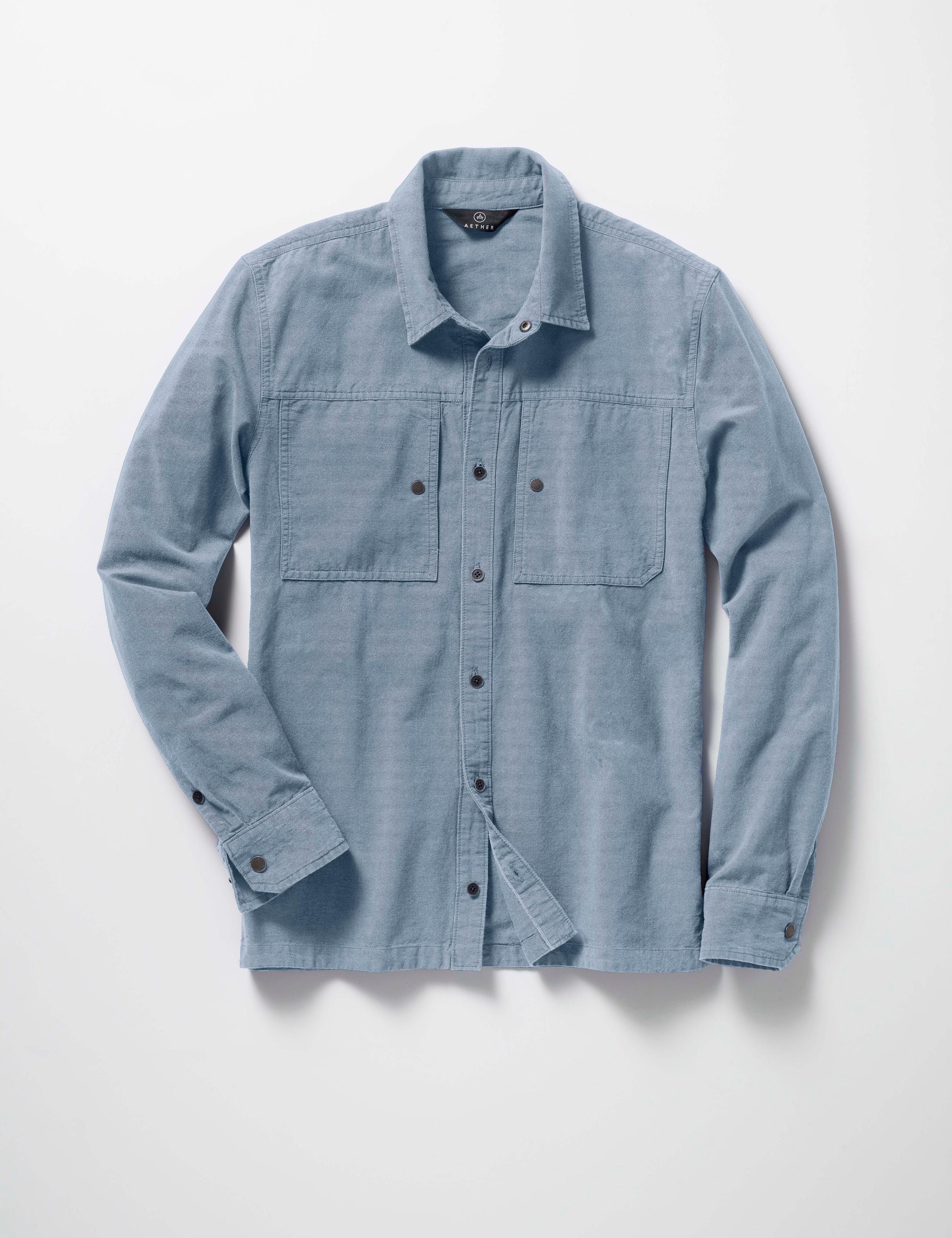 Detail of Chambray Button-Down buttons and front placket