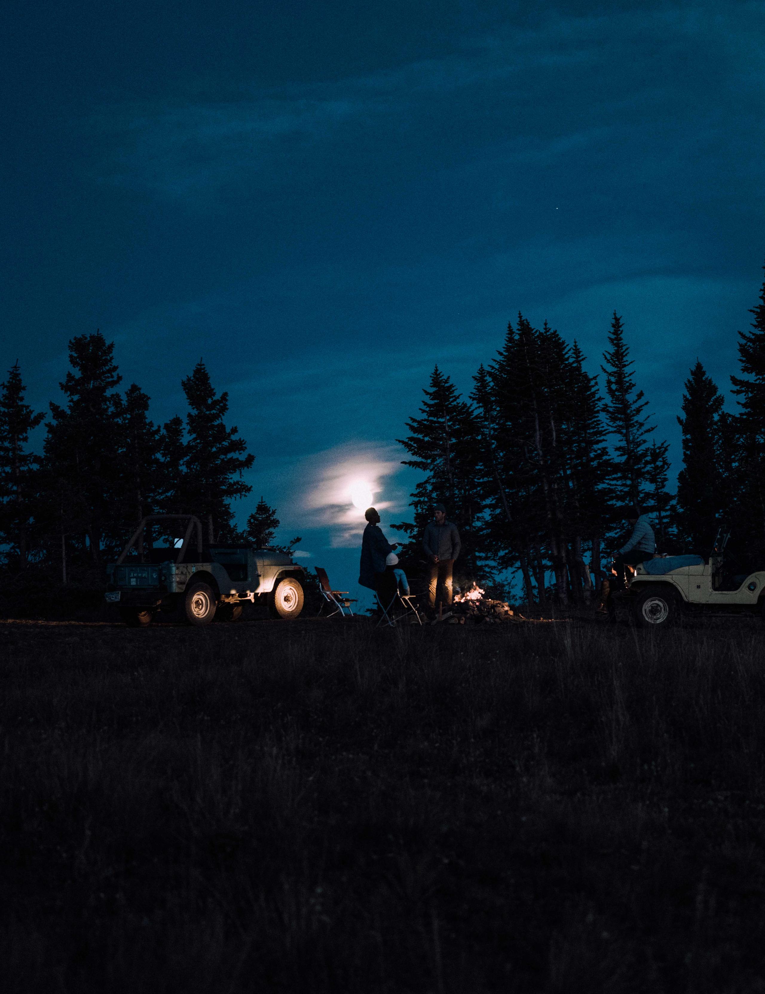 Campfire at night on Aspen mountain