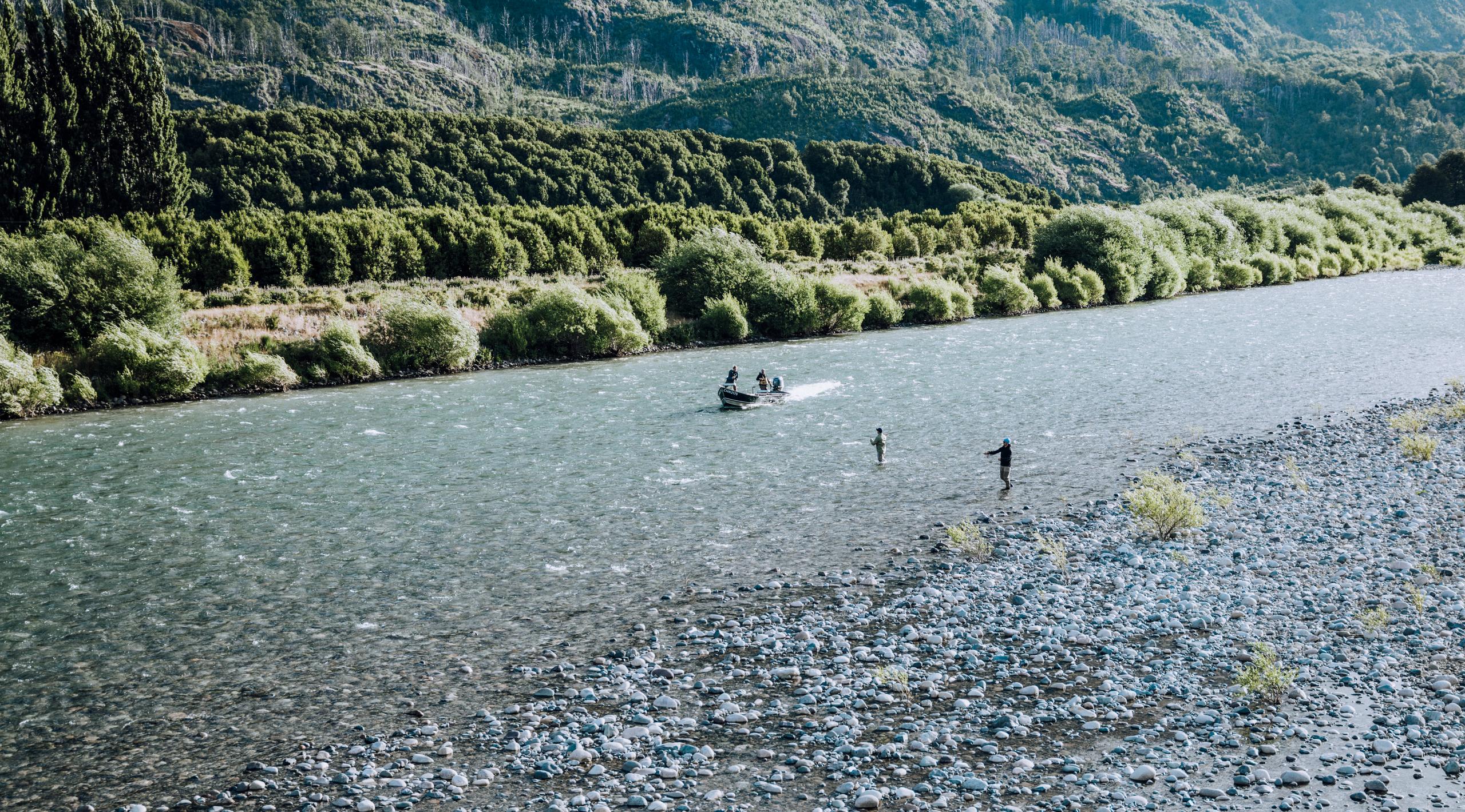 People fly fishing in Patagonia.