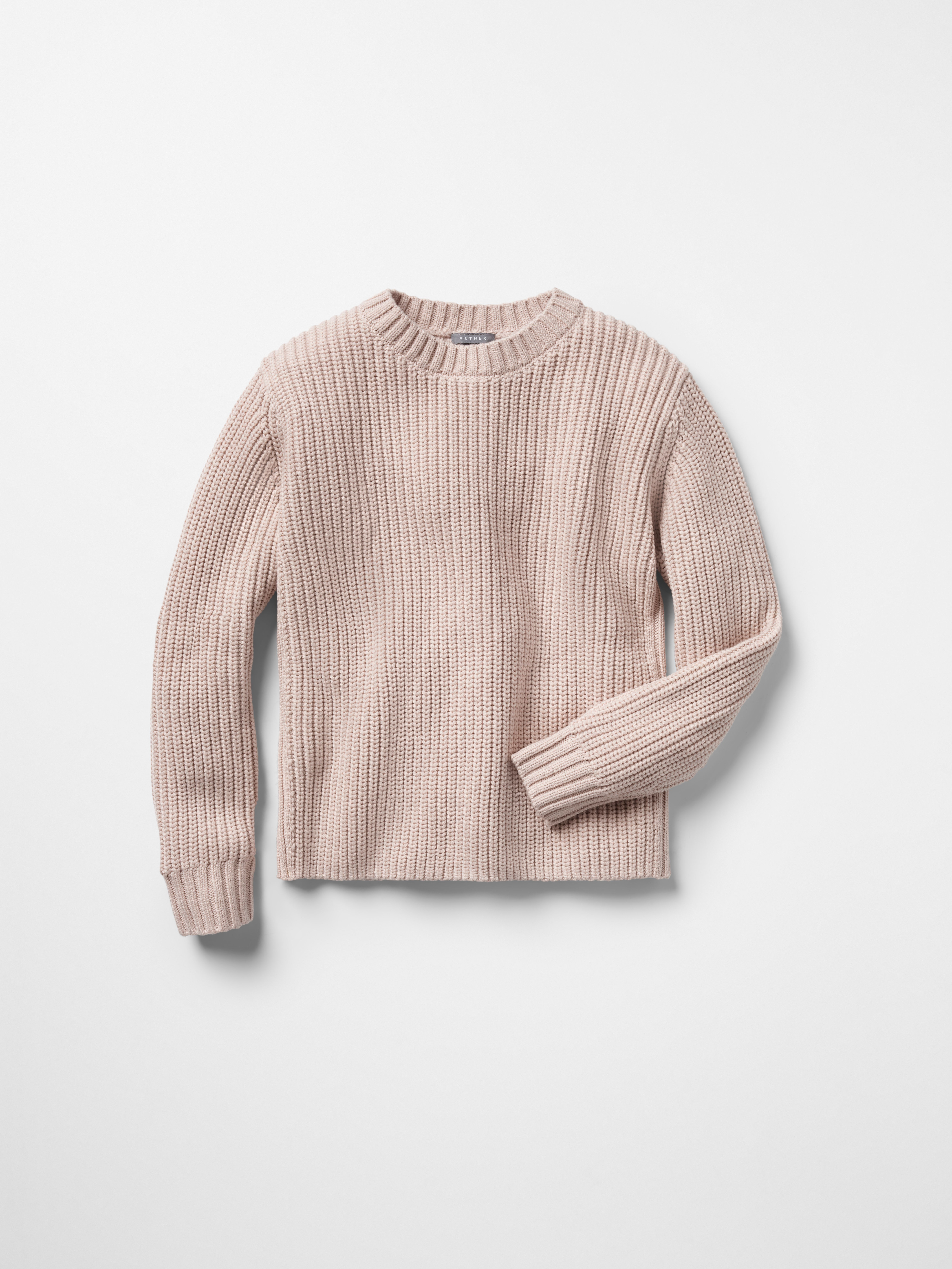 Studio laydown of Sherwood Crewneck Sweater in Blush