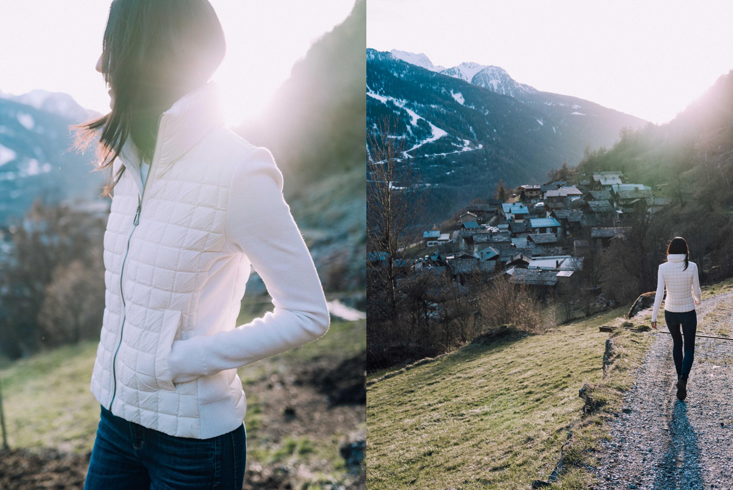 Women in Phaze Full-Zip walking in the Alps