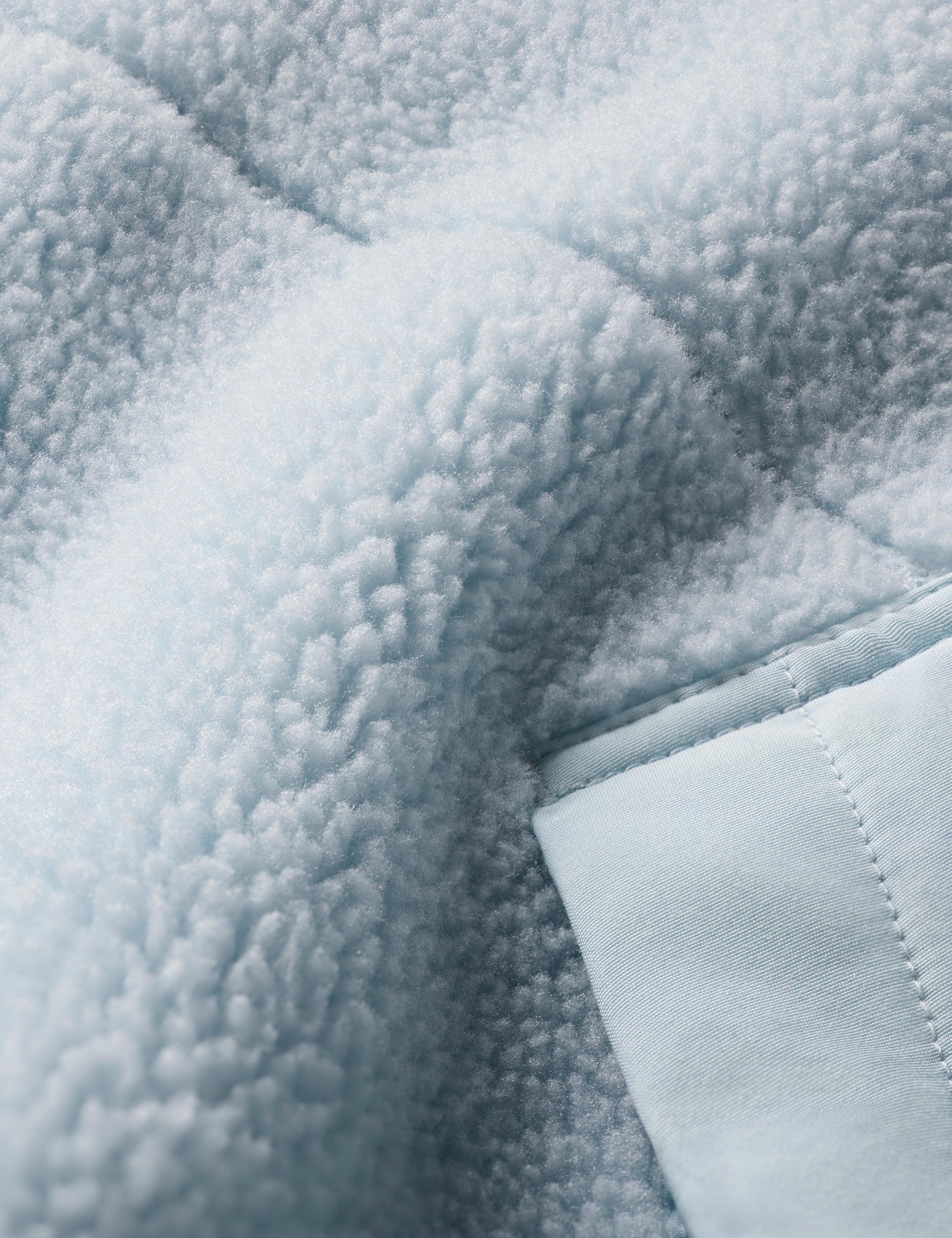 Macro detail of Terrain Fleece fabric in Flight Blue