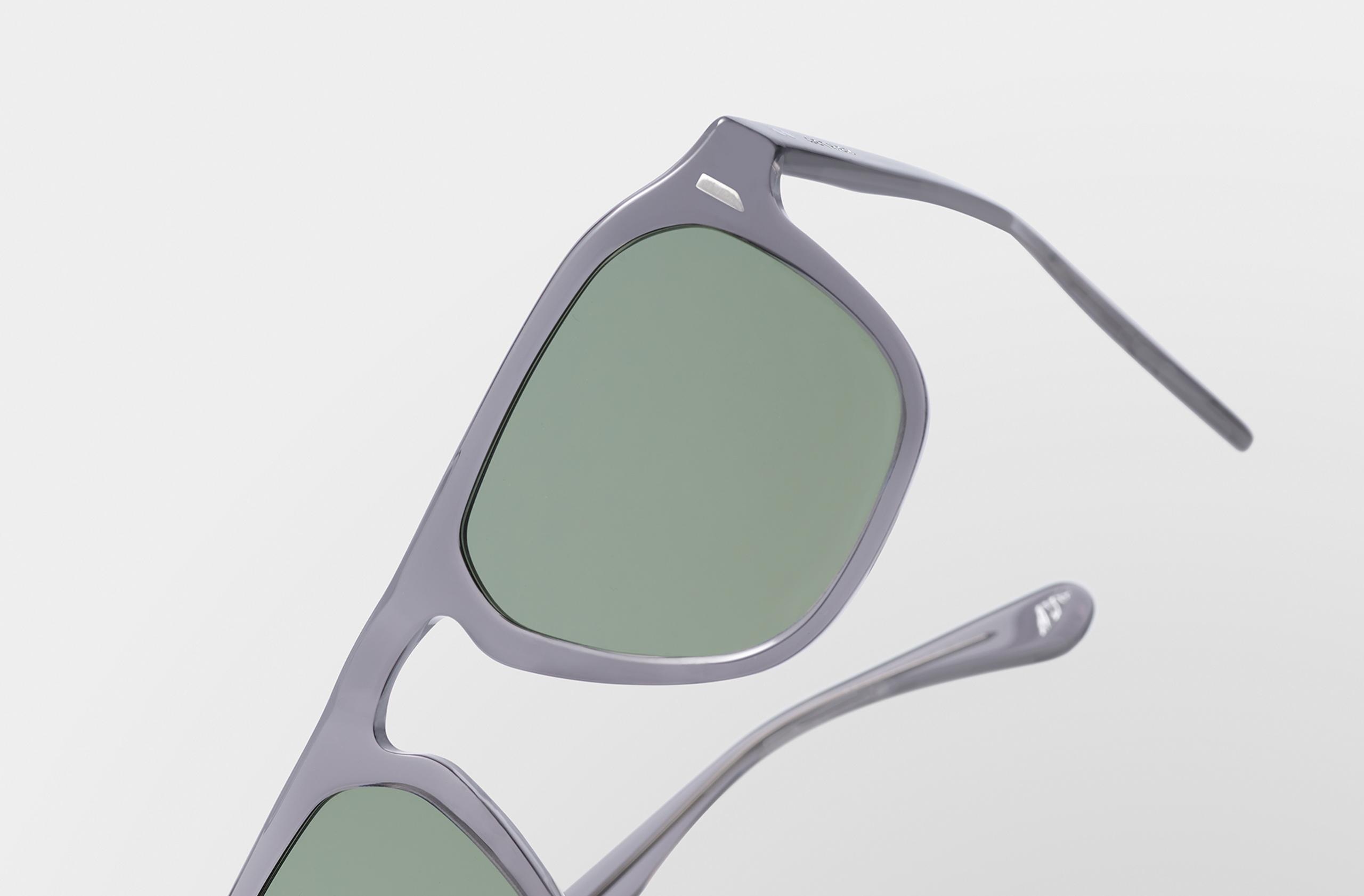 Closeup detail of Sequoia sunglasses in Grey