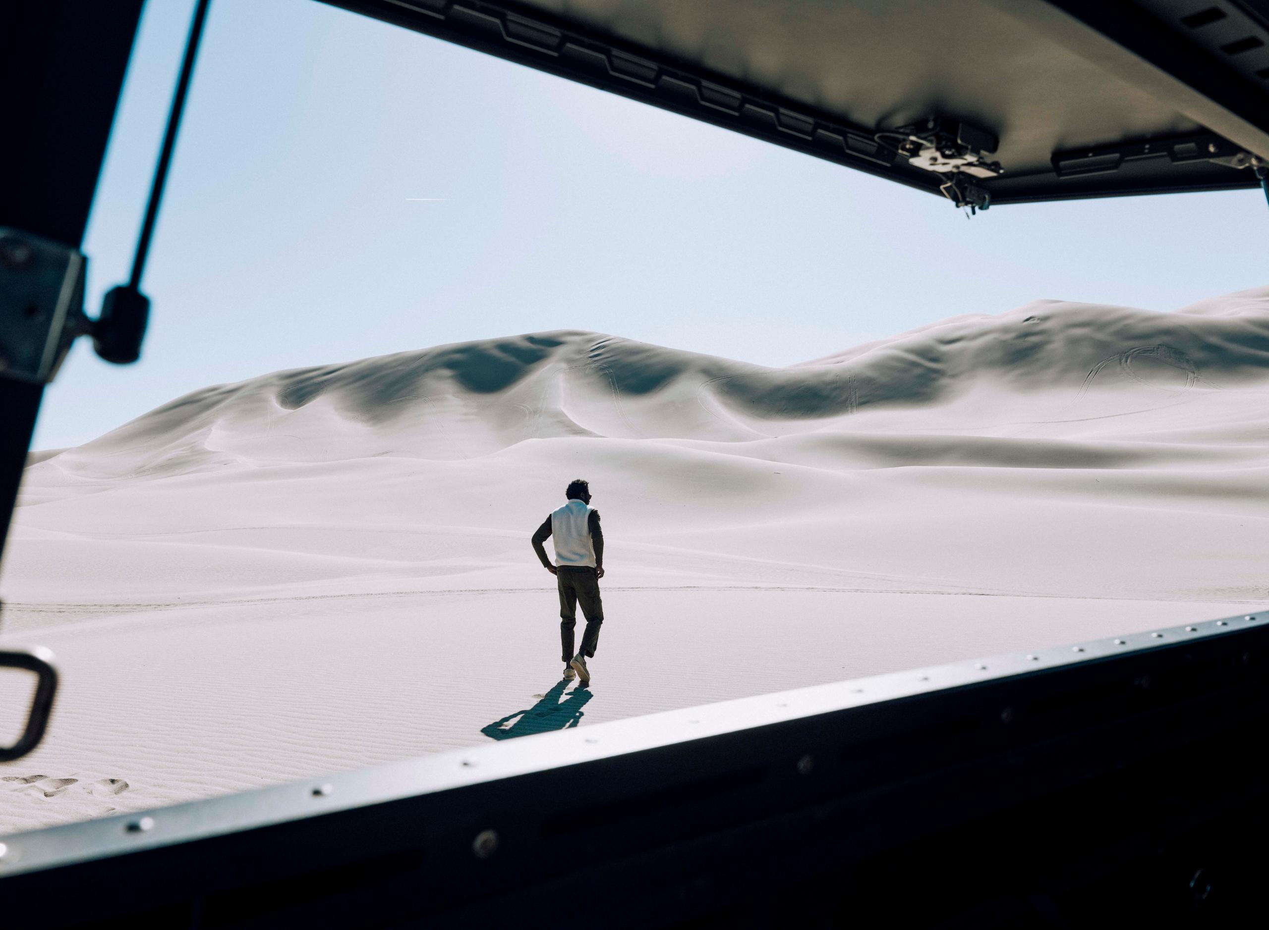 Men in Walsh Vest walking in the desert. 