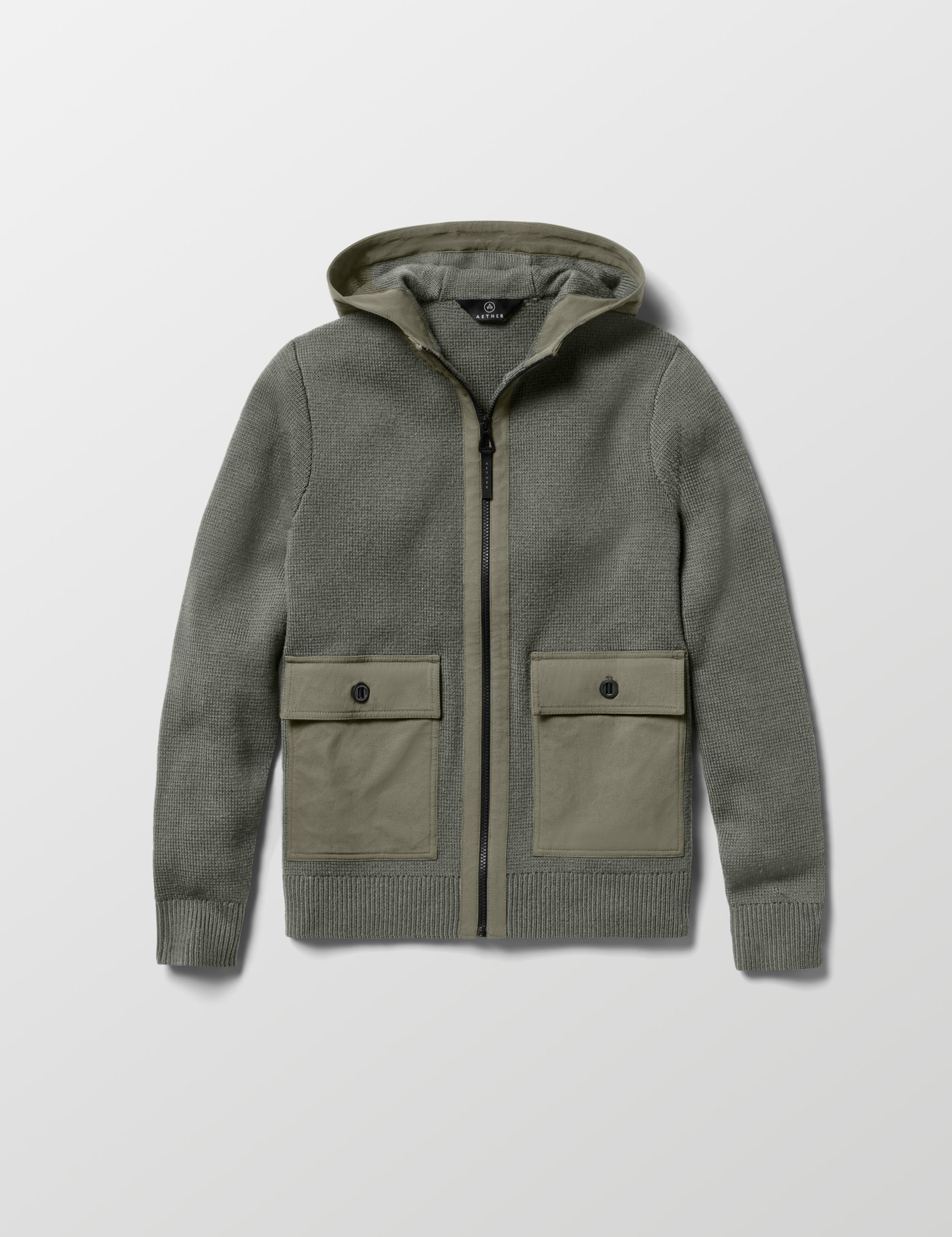 Flat lay of Benson Full-Zip Sweater in Gunmetal