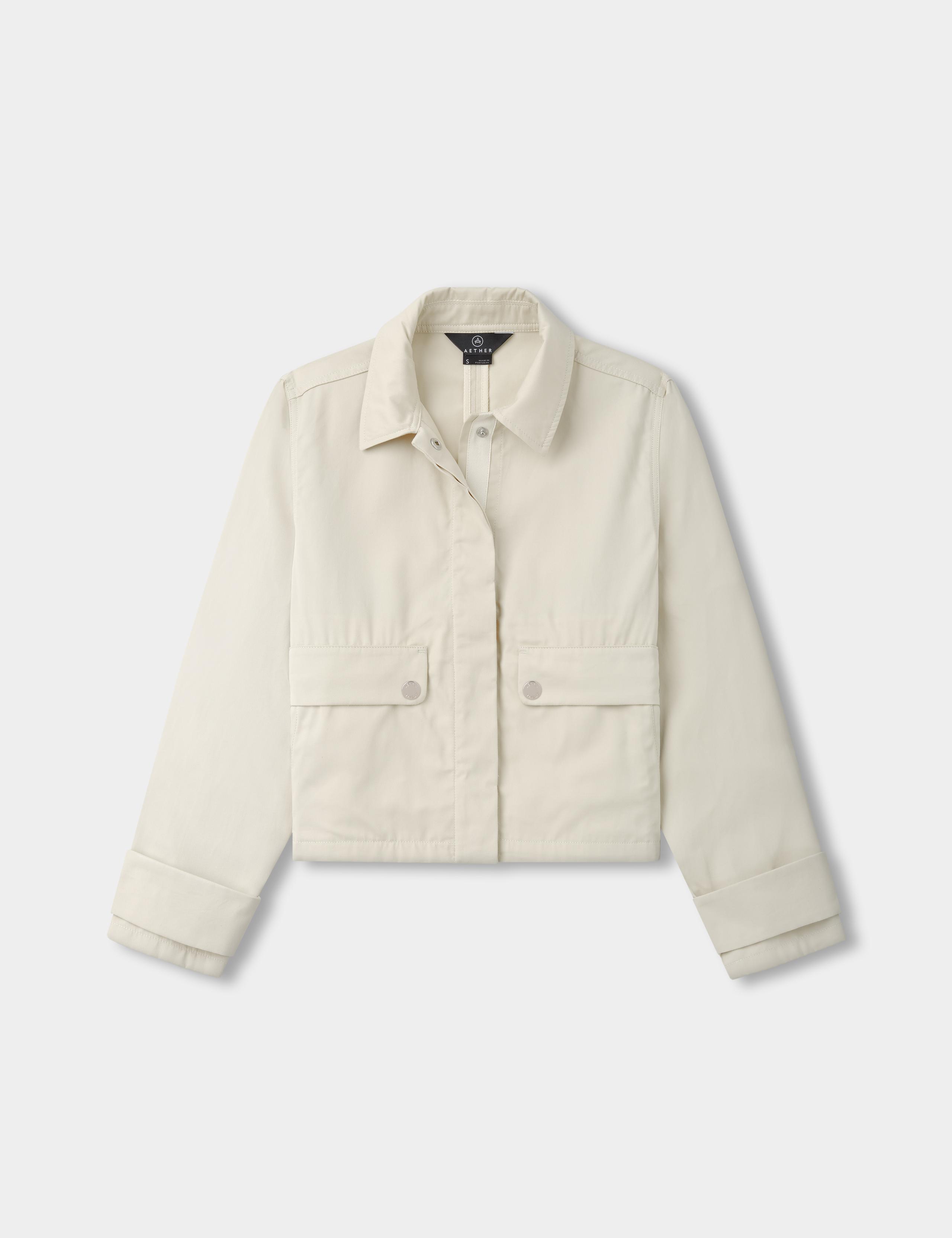 Flat lay of Raven Waxed Cotton Jacket in Bone
