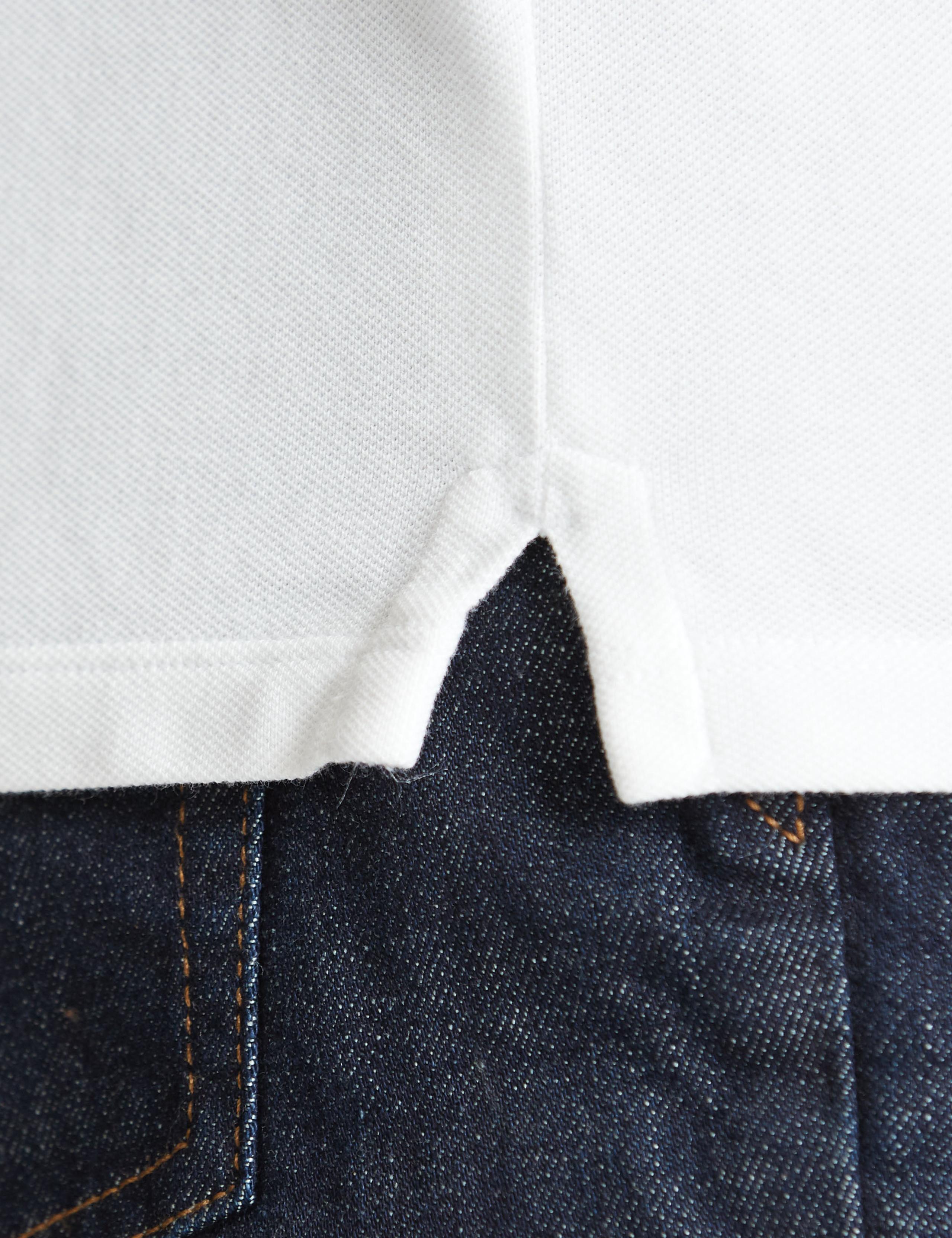 Closeup view of chest pocket of Pique Pocket Tee