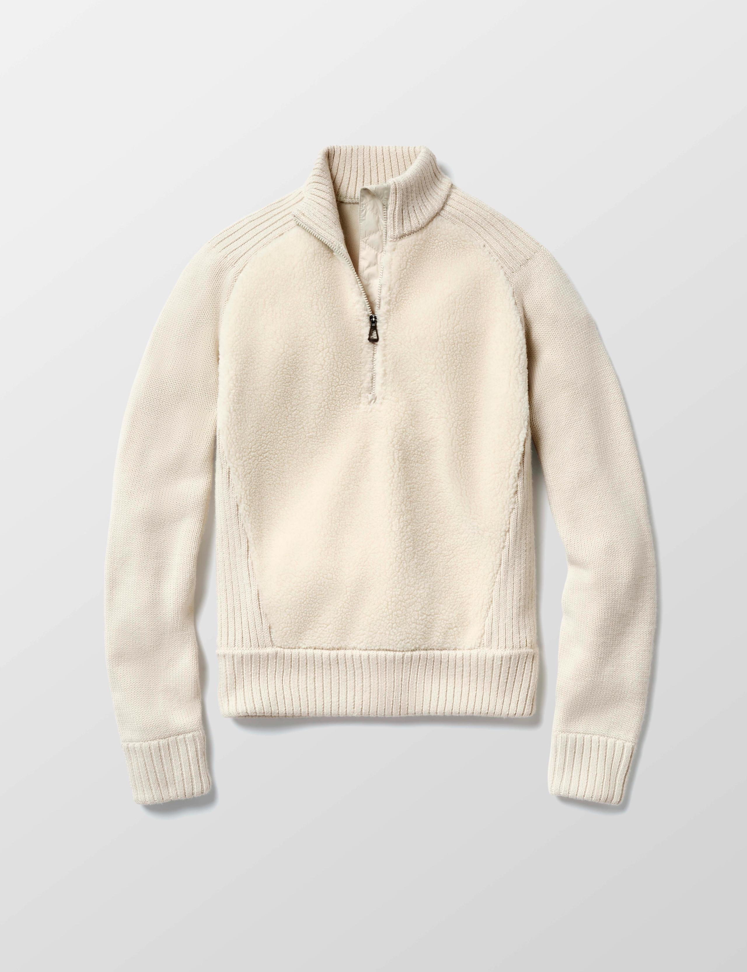 Flat lay of Malina Half-Zip Sweater in Bone from AETHER Apparel