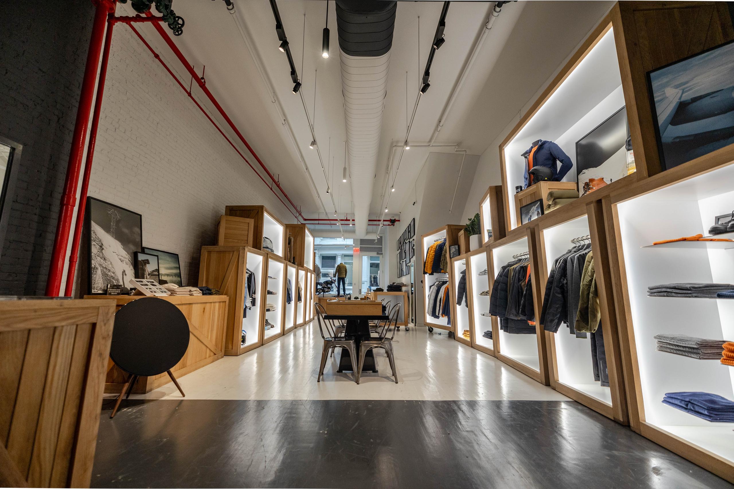 Long interior view of AETHER NYC store