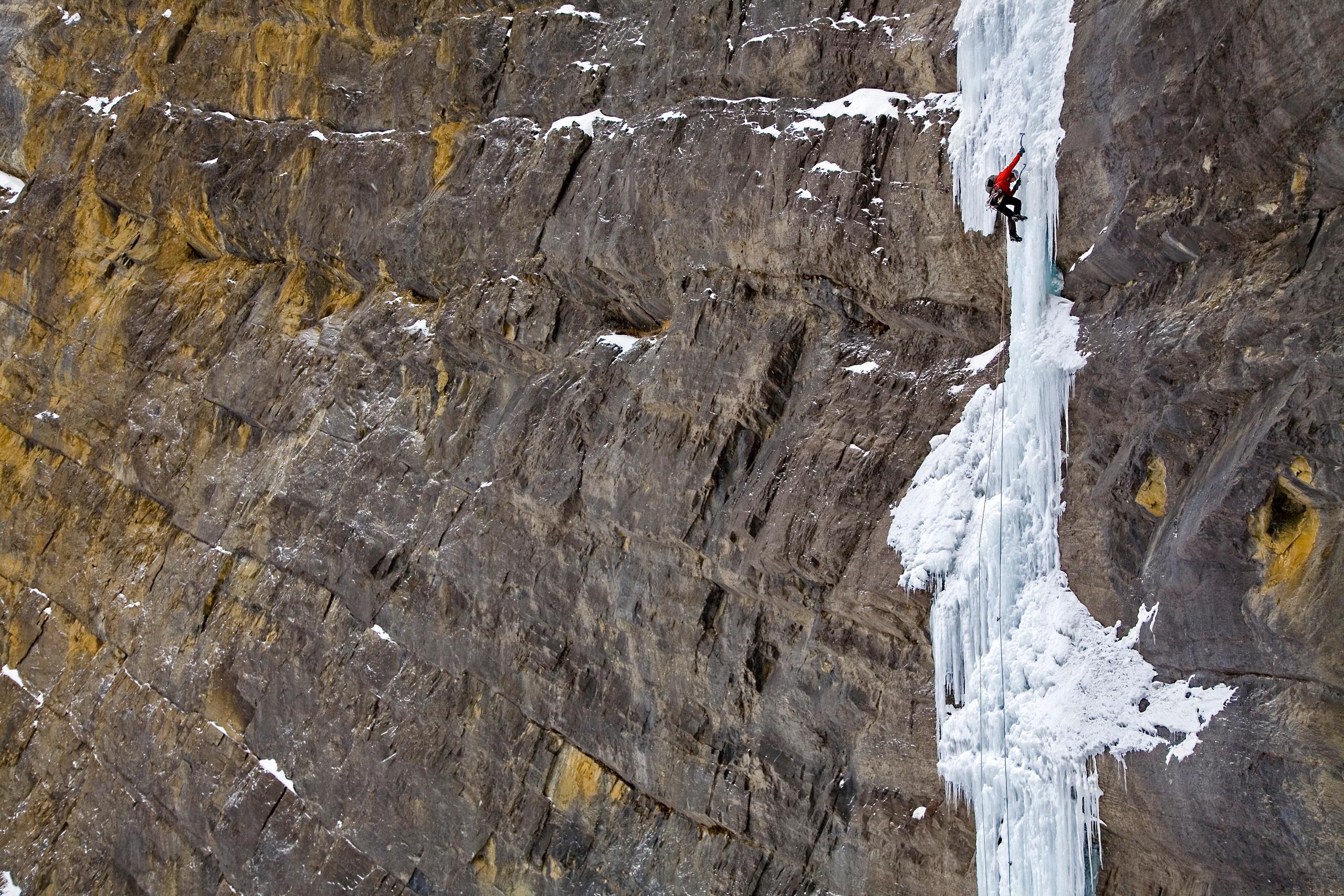 Ice climber in Alberta, Canada