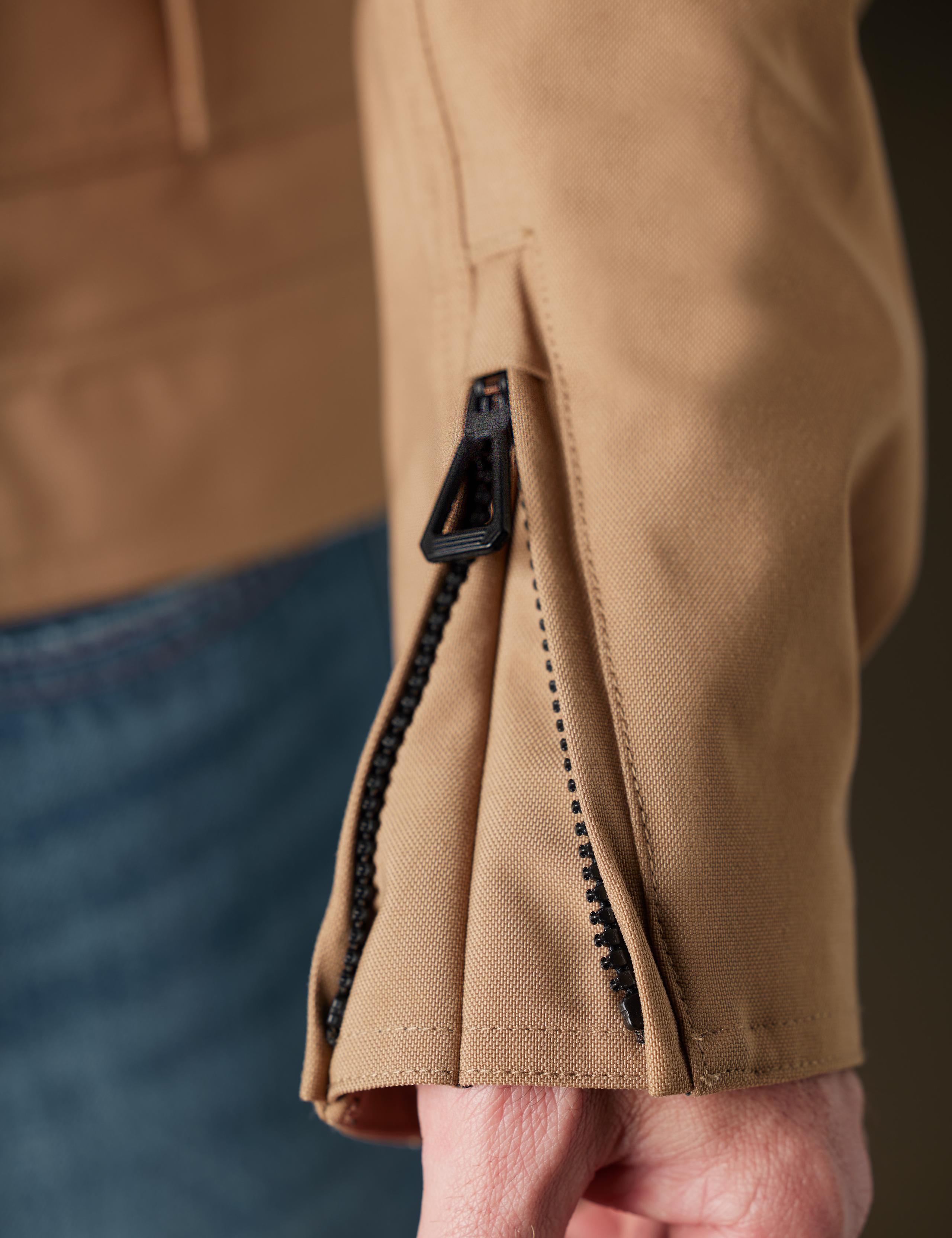 Closeup of zippered sleeve