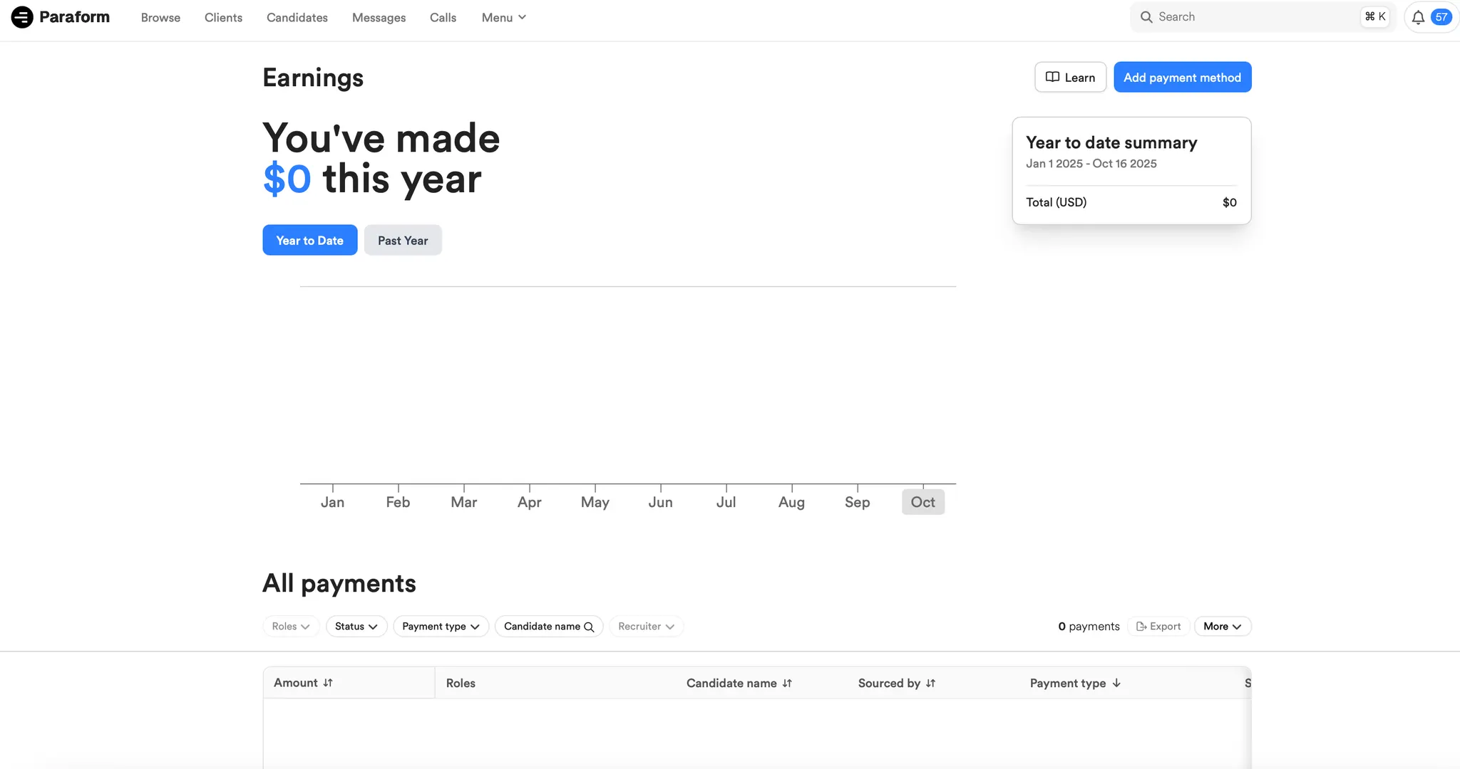 Earnings tab screenshot