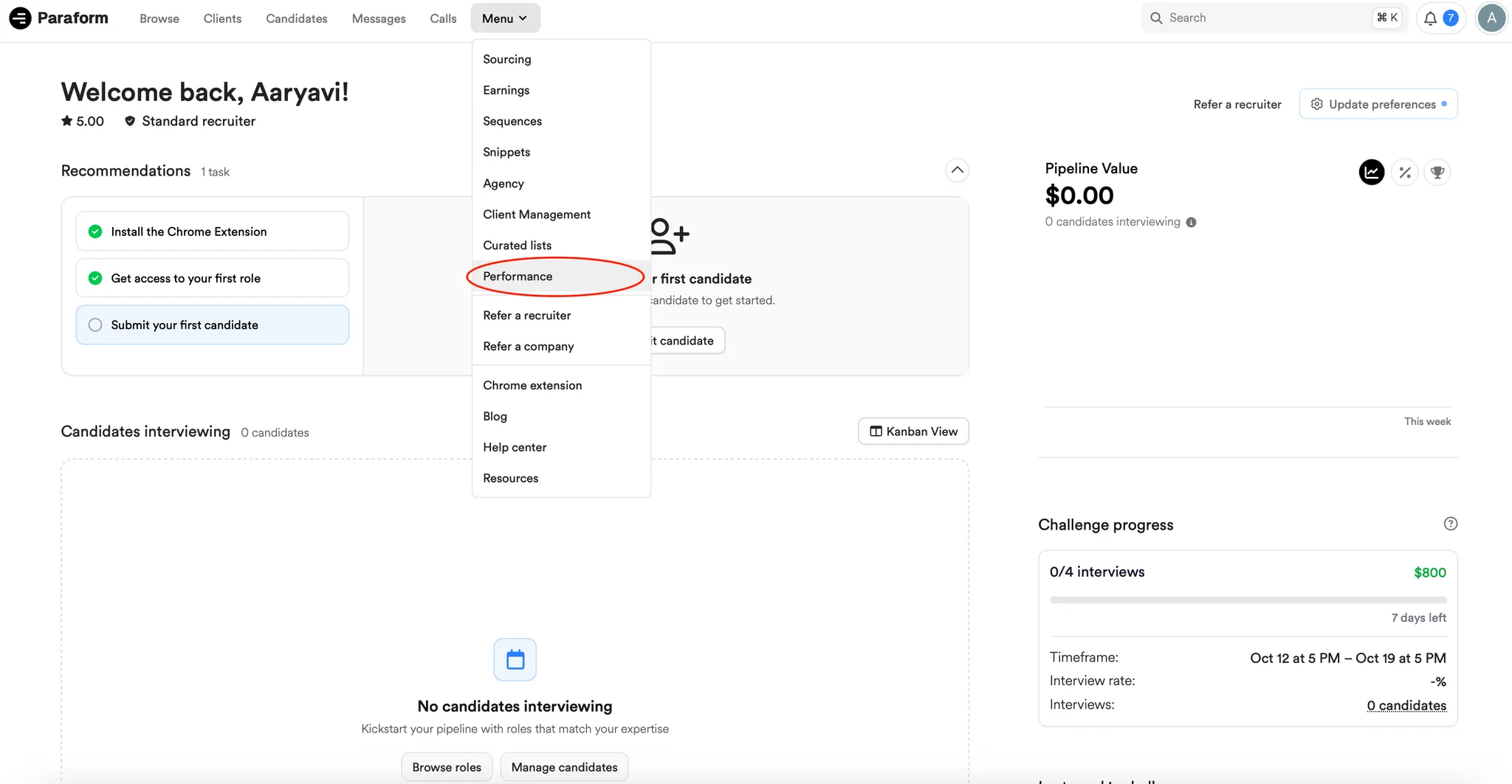Performance metrics dashboard screenshot