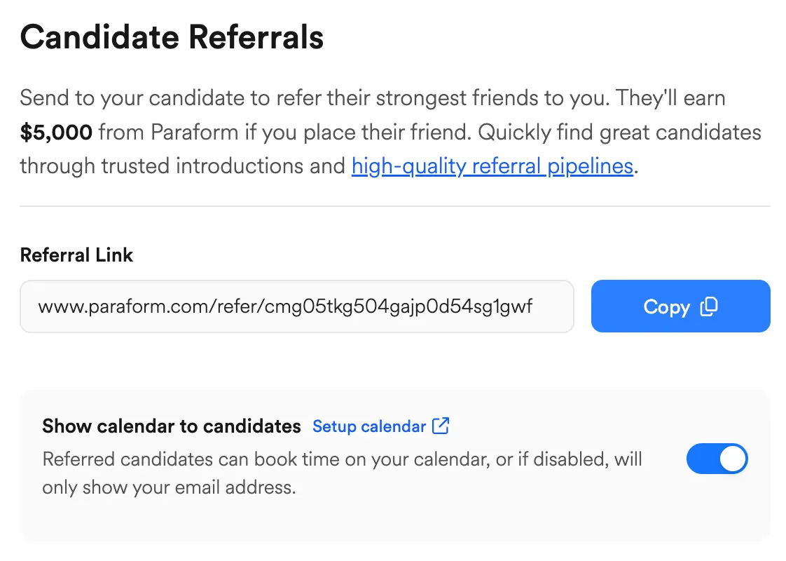 Referral popup screenshot
