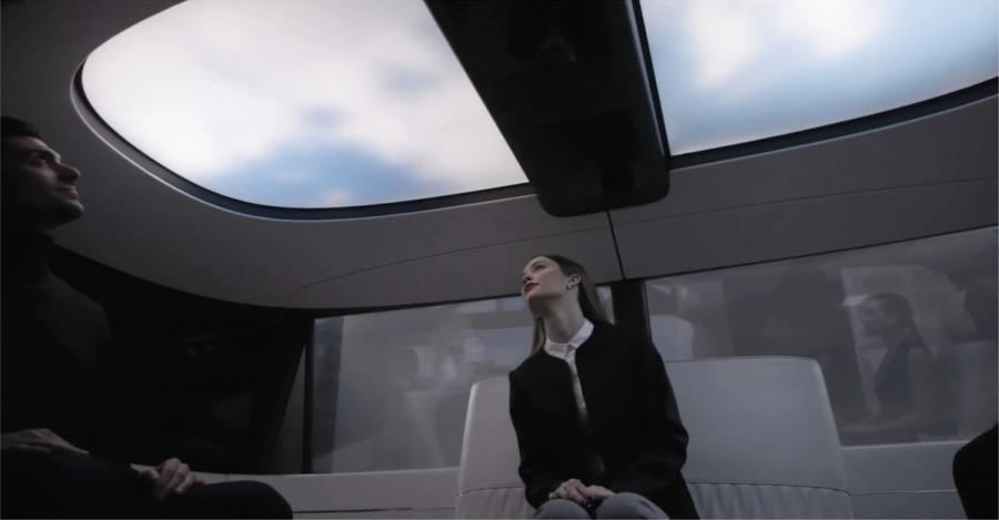 A passenger at ease inside Ford’s autonomous vehicle simulator