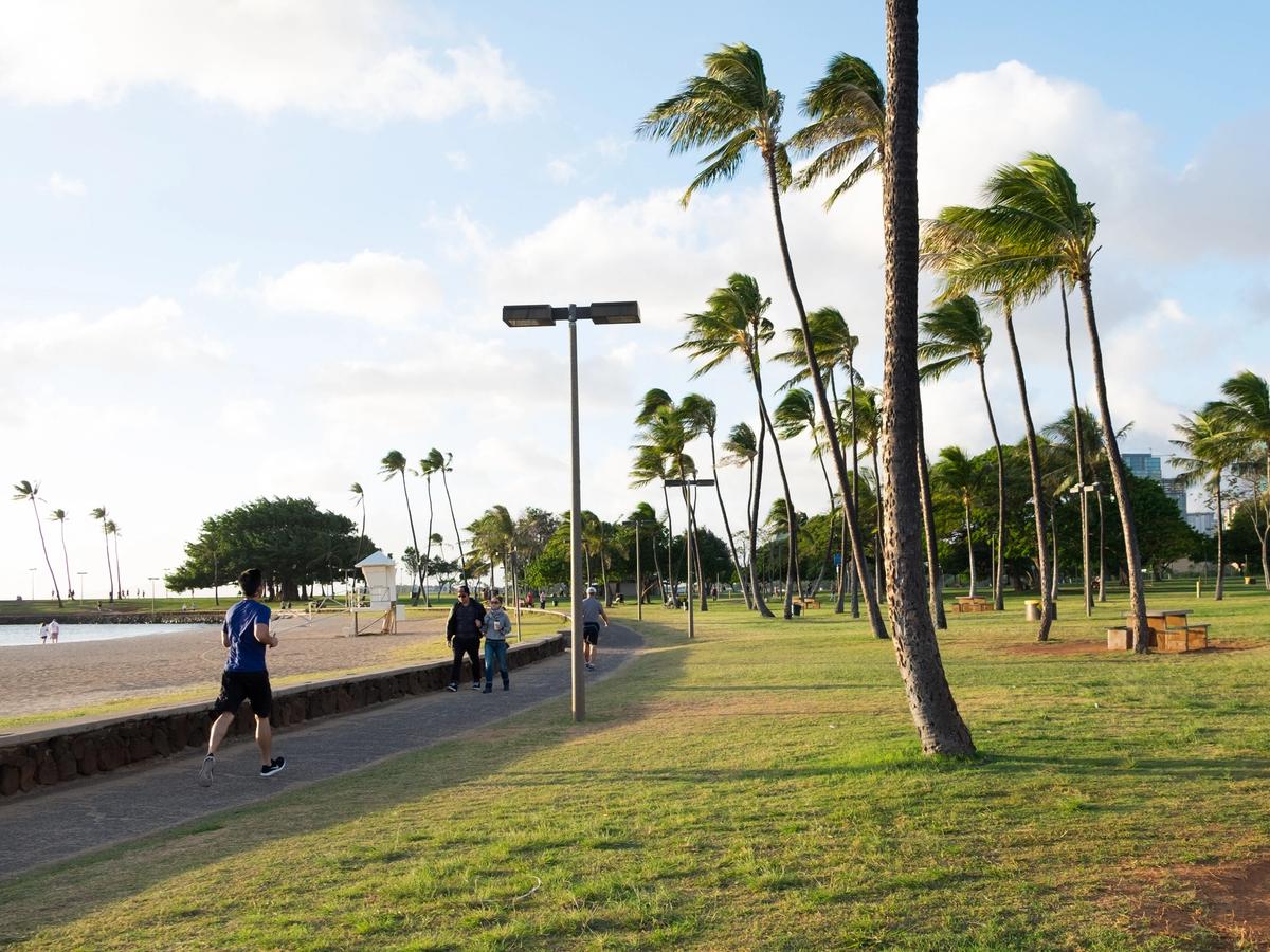 Ala Moana Beach Park on Oahu, Hawaii.