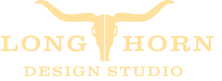 Logo with illustration of a longhorn skull and text reading Longhorn Design Studio