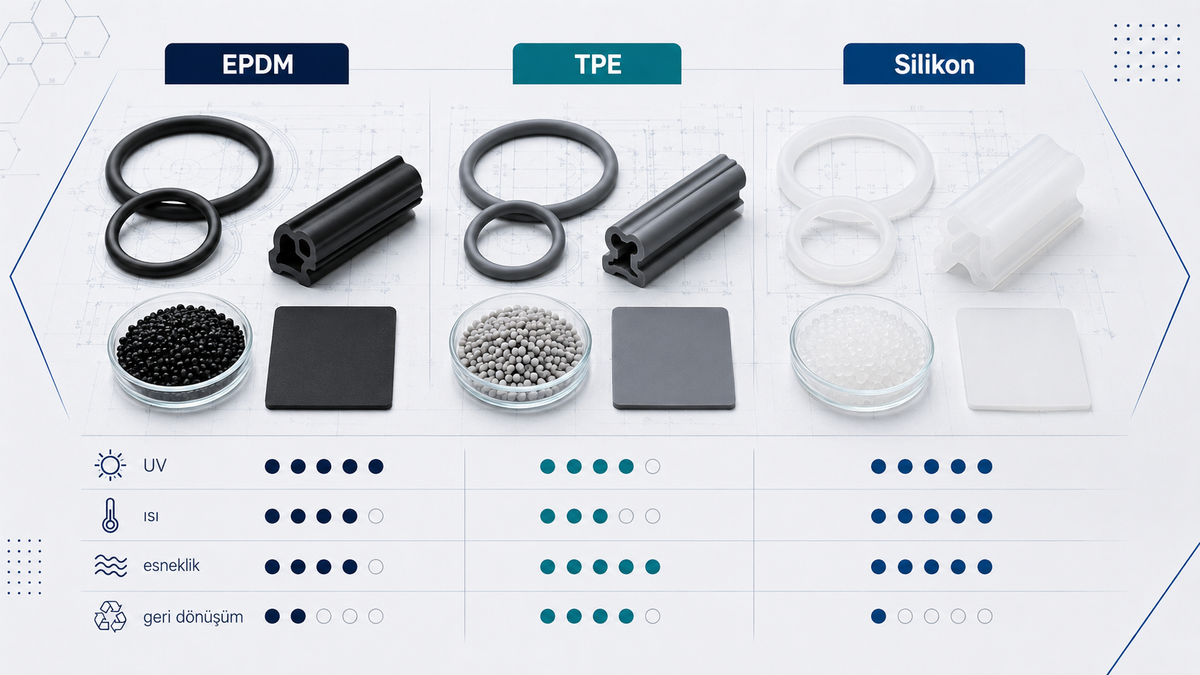 EPDM, TPE ve silikonun UV, ısı ve esneklik özellikleri