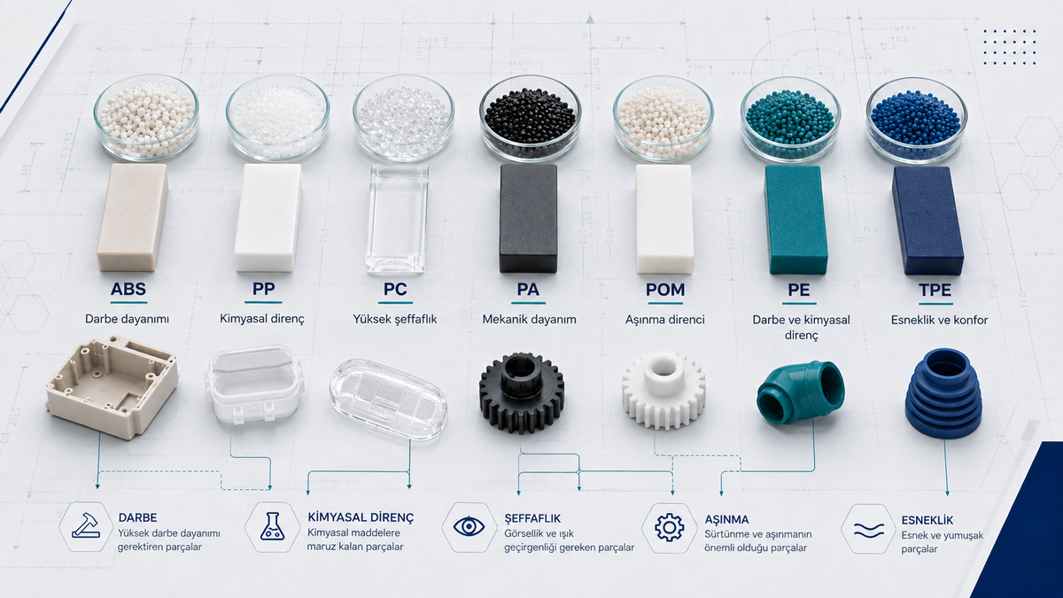 Plastik enjeksiyon malzemelerinin özellik ve kullanım alanları karşılaştırması