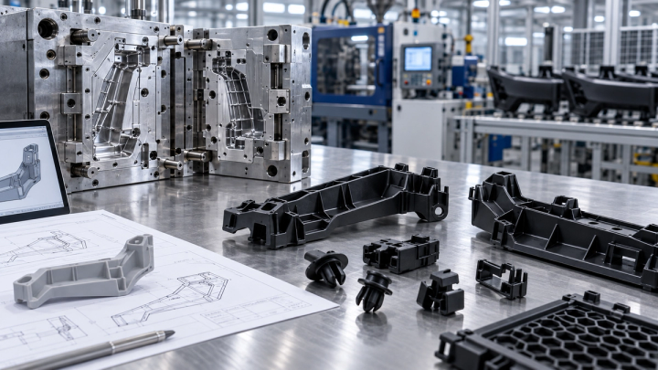 Otomotiv plastik parça DFM çalışması, enjeksiyon kalıbı ve teknik çizimler