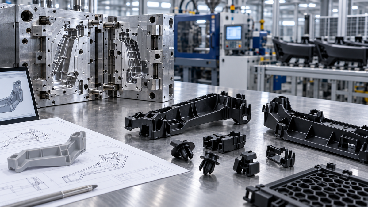 Otomotiv plastik parça DFM çalışması, enjeksiyon kalıbı ve teknik çizimler