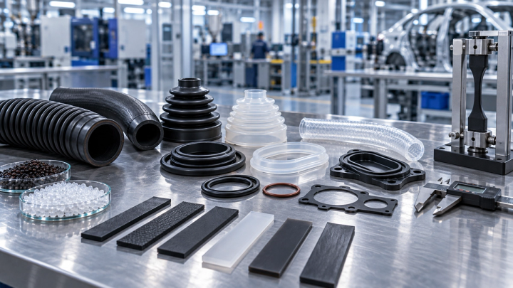 EPDM, TPE ve silikon elastomer conta örnekleri ve malzeme numuneleri