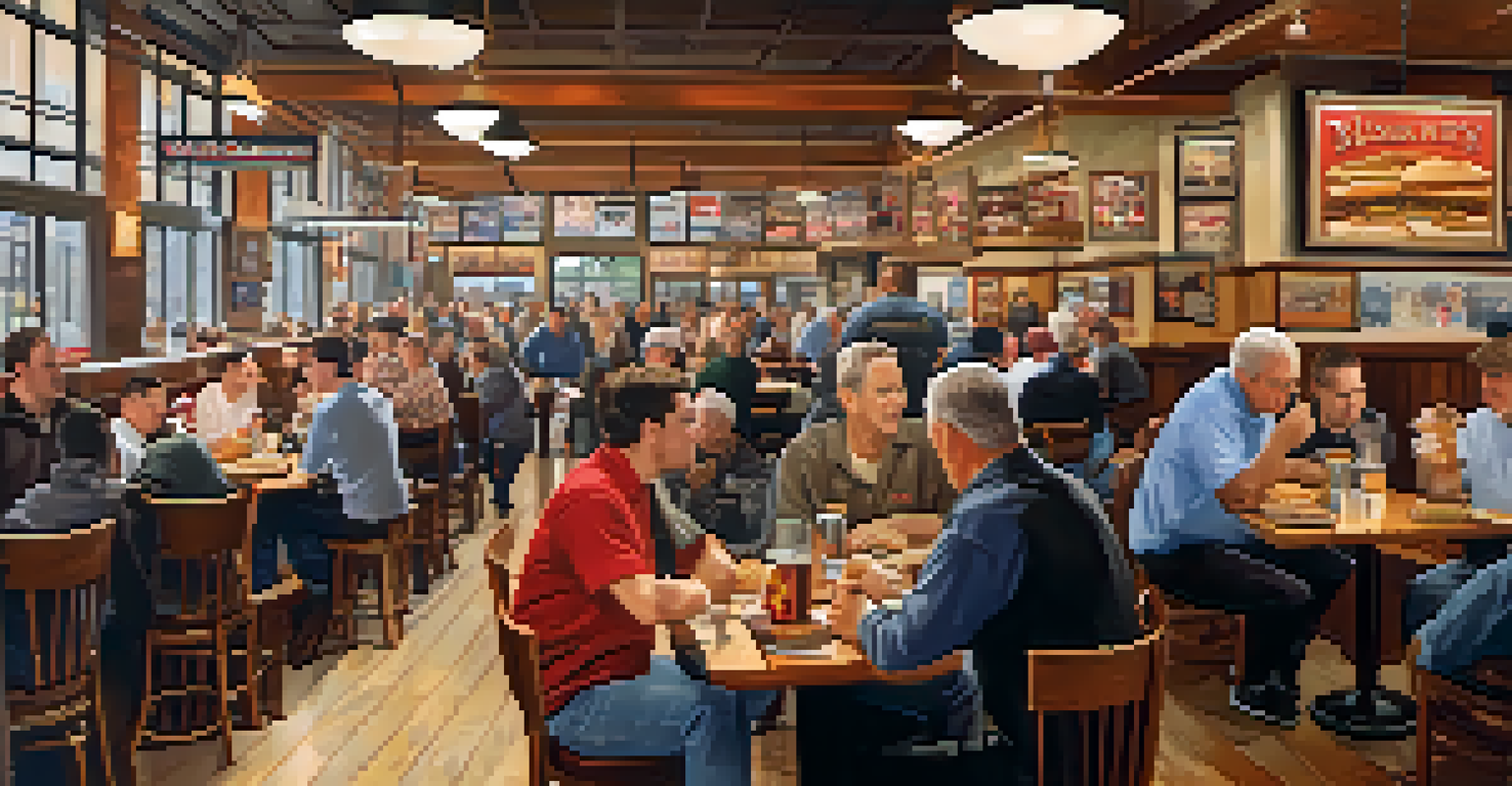 A bustling Primanti Brothers restaurant filled with diners enjoying their meals amid sports memorabilia.